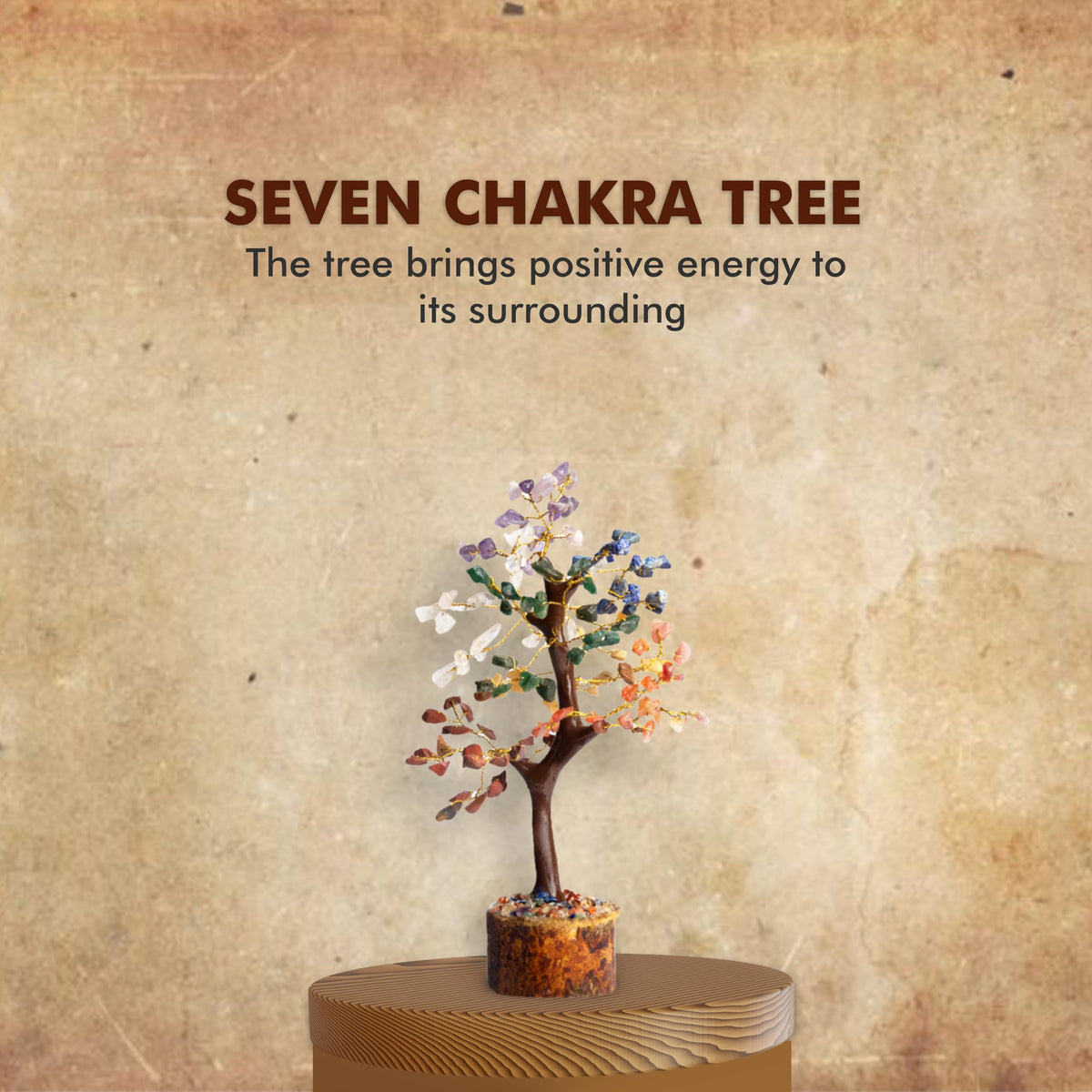 Wonder Care WC 7 Chakra Tree for Positive Energy Home Decorations and Healing Crystal Tree with M-Seal & Golden Wire | Money Tree | Crystal Decor | Multi Crystal | Feng Shui Decor (150 Beads)