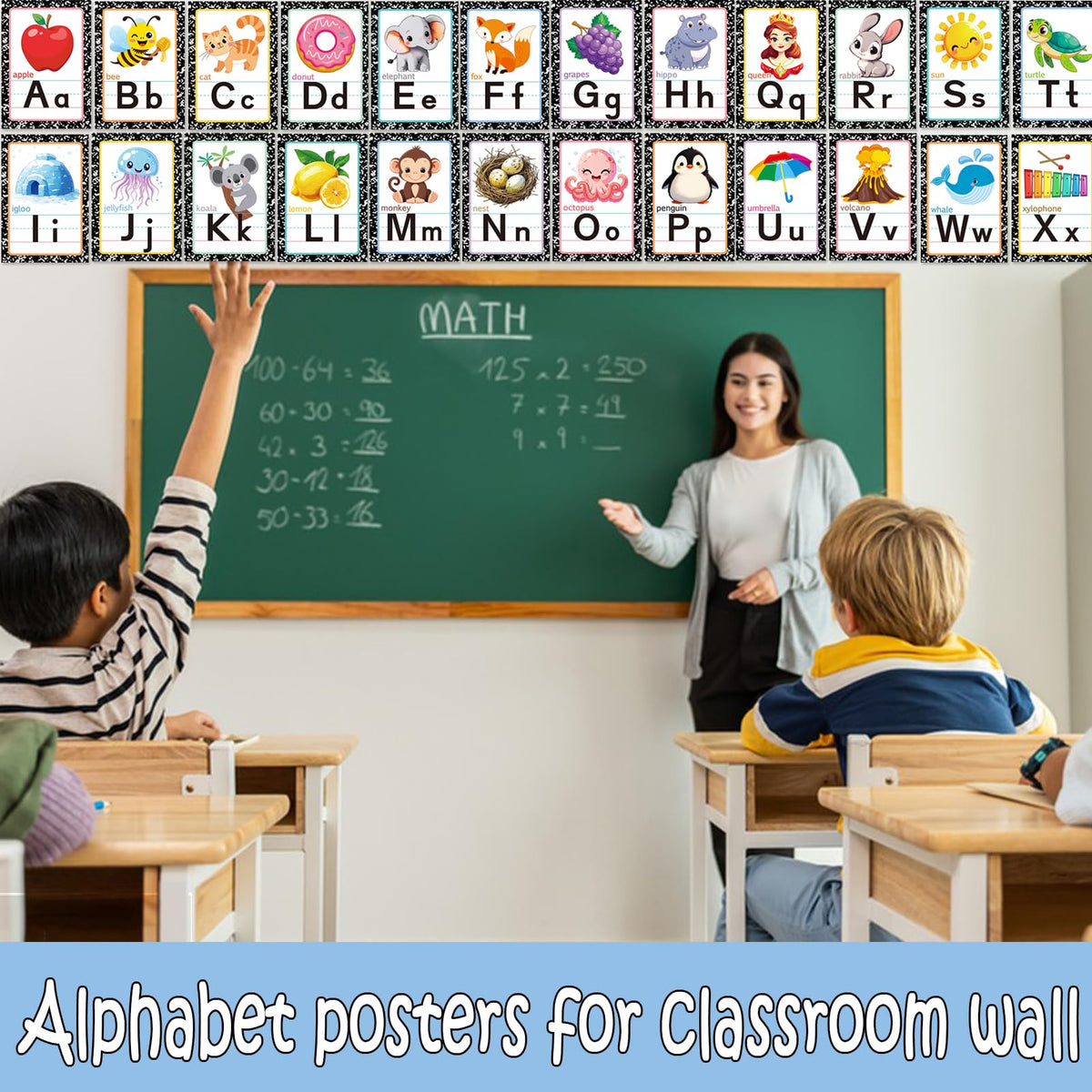 Alphabet Letters for Wall - ABC Alphabet Poster Classroom Wall Alphabet Alphabet Wall Chart Kindergarten Elementary Classroom Wall Decor Daycare Homeschool Supplies