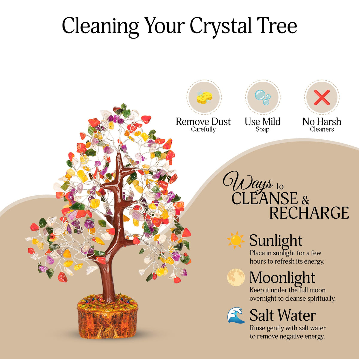 YATSKIA Mix Chakra Tree - Gemstone Tree of Life - Crystal Gifts for Women - Gemstones and Crystals - Crystal Trees for Positive Energy - Meditation Gifts