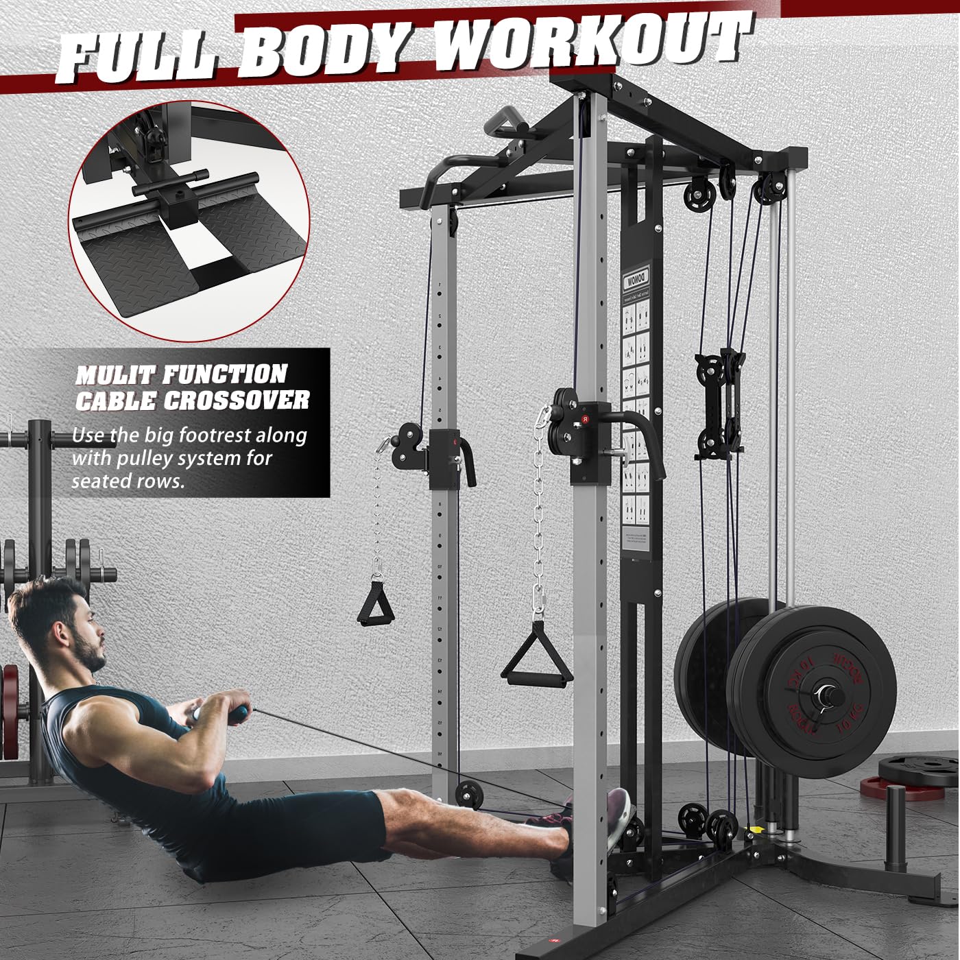 DONOW Cable Crossover Machine, Cable Fly Machine Home Gym System Workout Station with Dual Pulley System Pull-Up Bar Cable Bar and LAT Pull Down System (DN-5011)