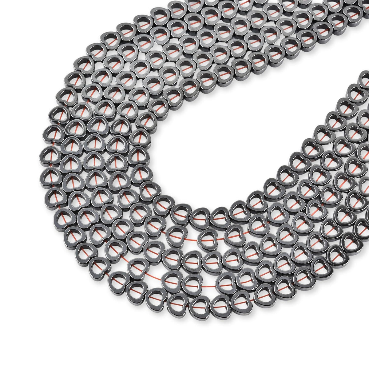 HAAMIIQII 55pcs 8mm Natural Black Hematite Loose Gemstone Beads Hollow Heart Shape Spacer Stone Beads for Jewelry Making DIY Bracelets Necklaces Crafting