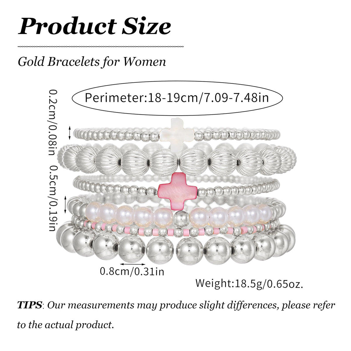Harry and Henry Gold Beaded Bracelets for Women Gold Pearl Elegant Stackable Bracelets Set Trendy Jewelry Gifts Birthday Valentines Day Gifts for Women