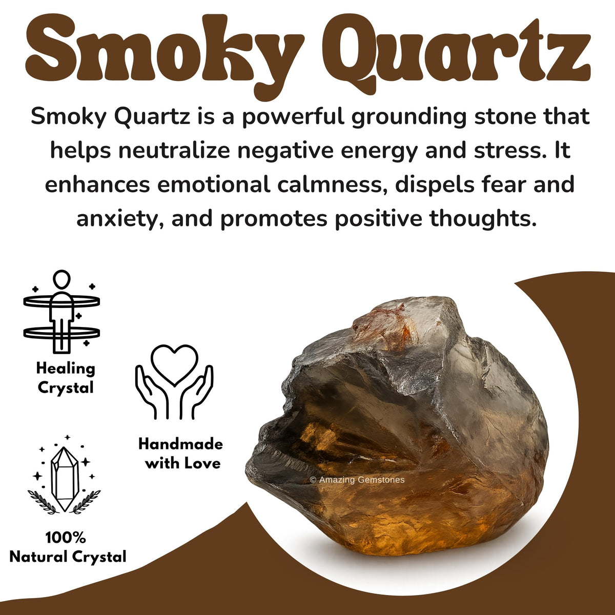 Amazing Gemstone Smoky Quartz Raw Crystals and Healing Stones, Natural Rocks for Tumbling and DIY Raw Stones and Crystals (1 Piece)
