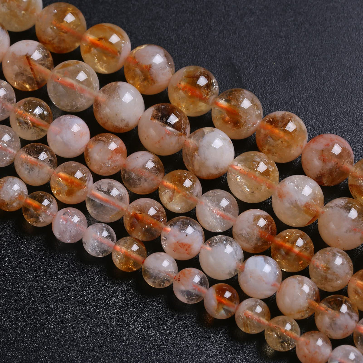 4MM 86PCS Natural Stone Citrine A Grade Quartz Crystal Loose Beads for Jewelry Making DIY Bracelet Necklace 1 Strand 15’’