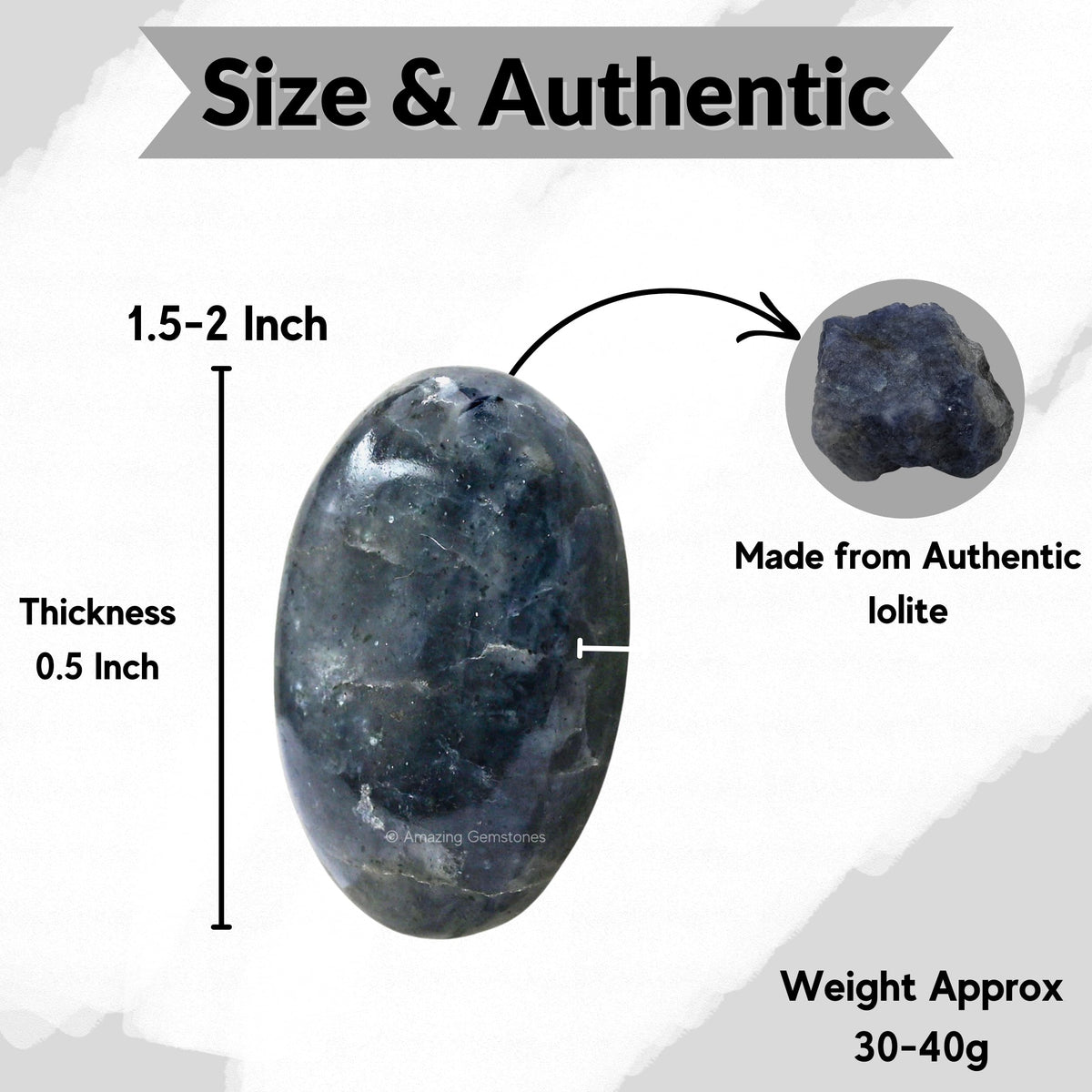 Amazing Gemstone Iolite Crystals and Healing Stones - Large Palm Stone Crystals Piedra - Crystal for Good Luck, Balanced Positive Energy, Meditation - Unique Stocking Stuffers and Gifts for Women, Men