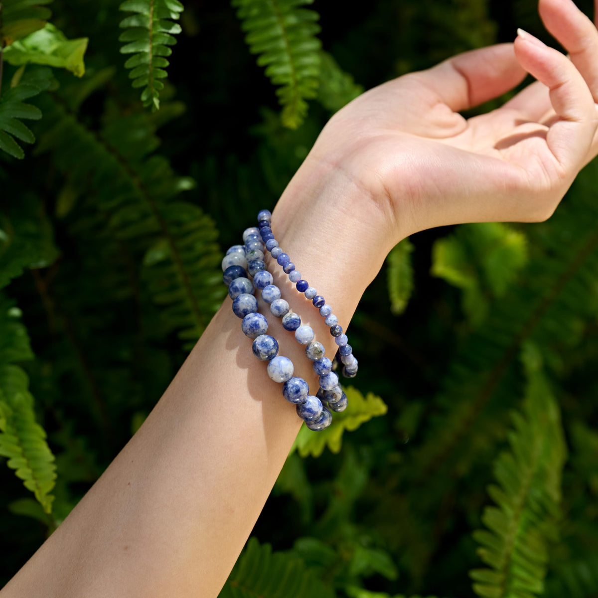 Blue Spotted Jasper-Calm Flow-8mm Beaded Bracelets for Women Handmade Semi Precious Natural Stone Stretch Elastic Jewelry Yoga Protection Gifts