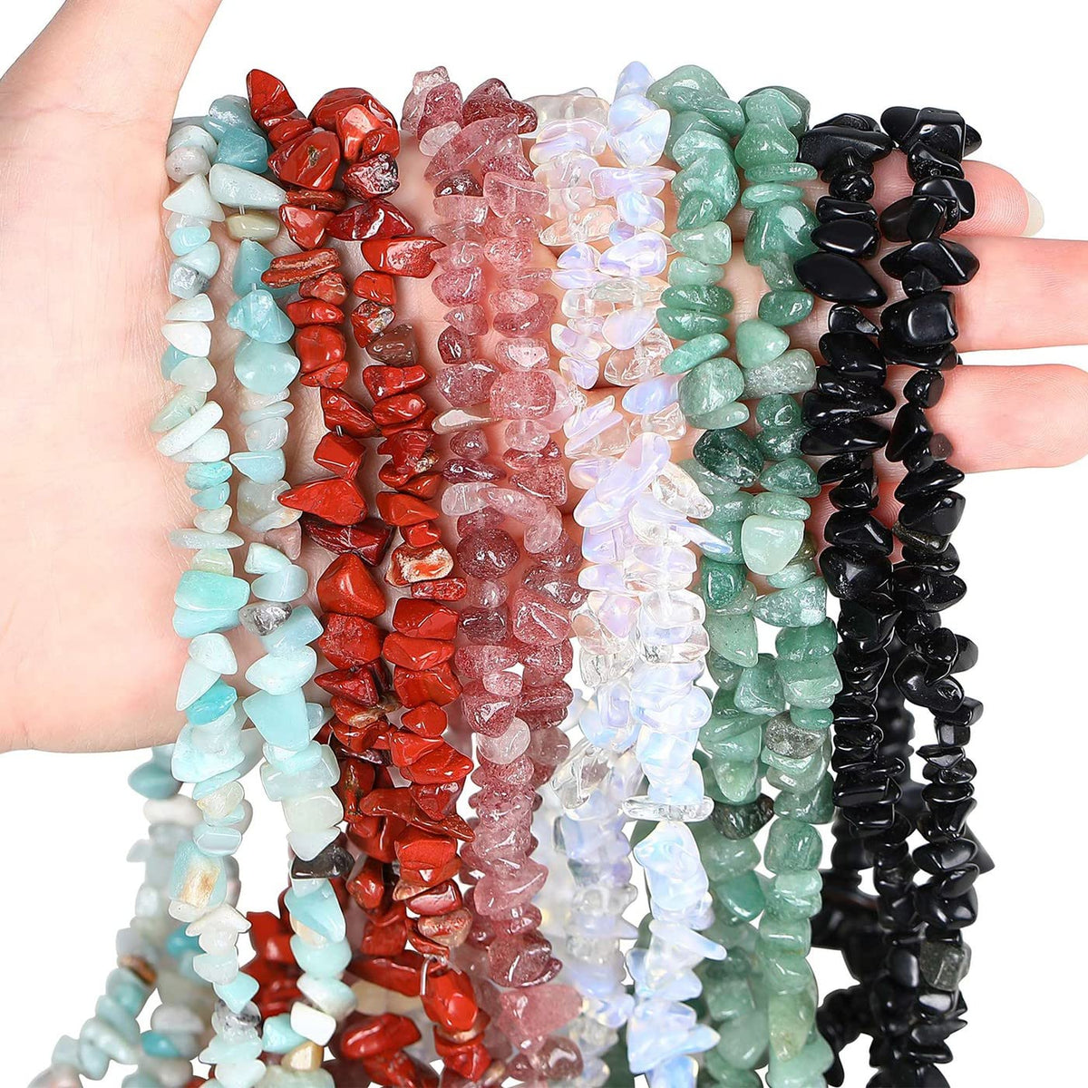 LAIDANLA Red Jasper 400pcs Natural Chip Stone Beads 5-8mm Healing Crystal Irregular Gemstones Drilled DIY Loose Rocks Bead Crystal for Bracelet Earrings Necklace Jewelry Making Crafting
