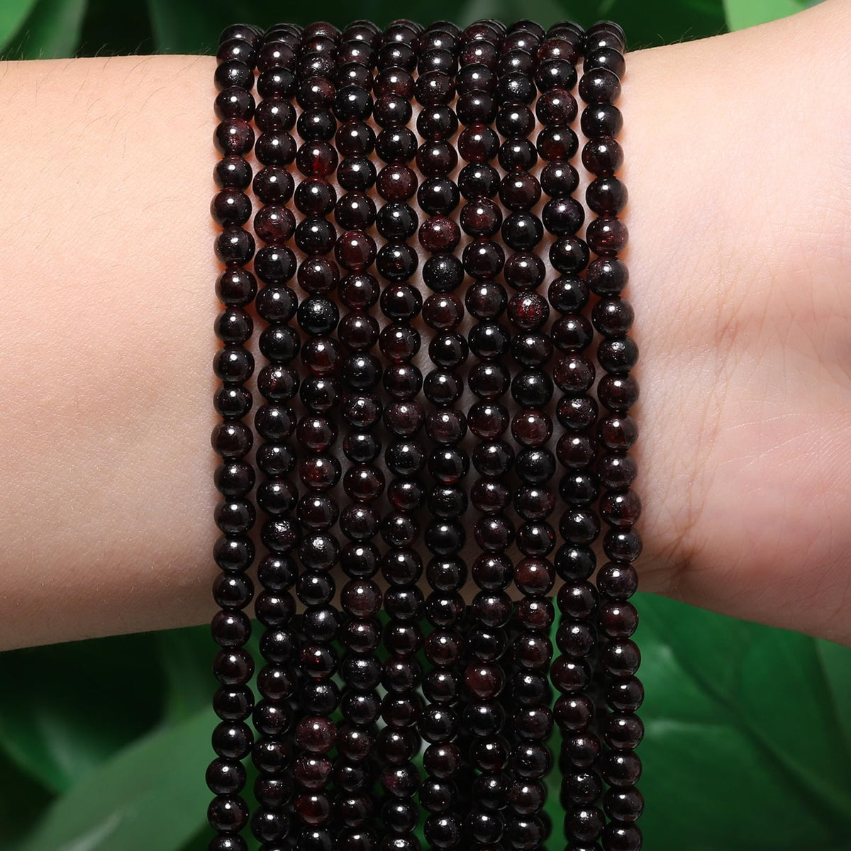 Songxi 90pcs 4mm Red Garnet Natural Round Stone Beads for Jewelry Making, Smooth Loose Small Gemstone Beads for Bracelets Necklace, Chakra Stones with Energy Power