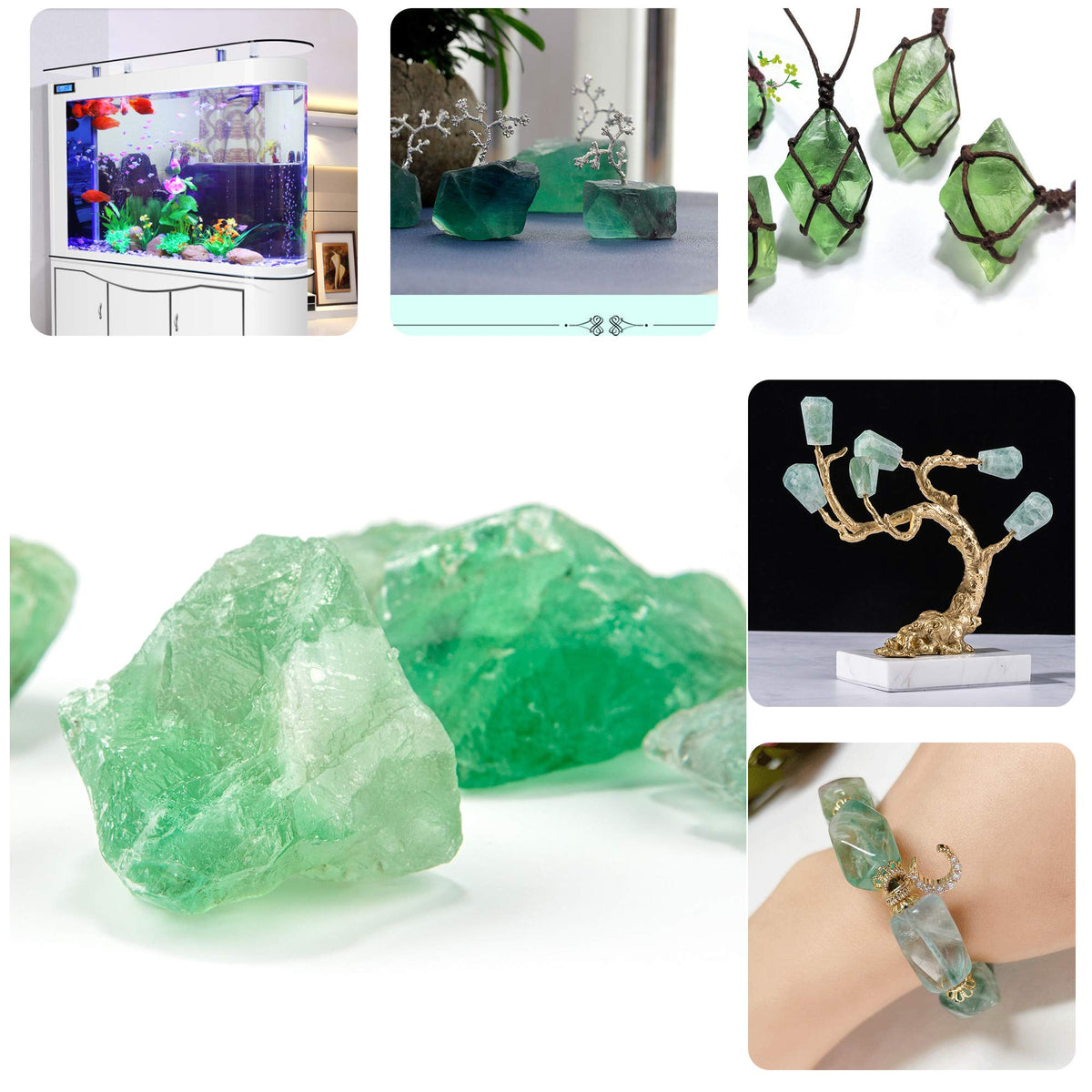 UU UNIHOM 1 lb Bulk Rough Raw Green Fluorite Crystal for Tumbling, Cabbing, Polishing, Decoration, Wrapping,Large 1" Natural Raw Stones