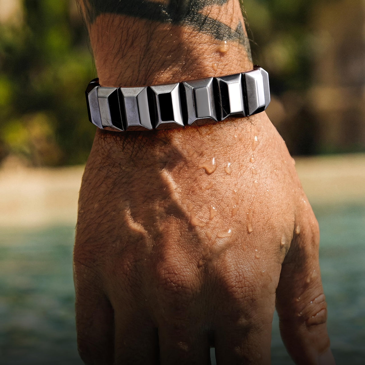 DONYUDE Fathers Day Dad Bracelet Gifts from Daughter Son Hematite Bracelet Men Black Square Crystal Bracelets Dad Birthday Inspirational Gifts for Father Papa Daddy