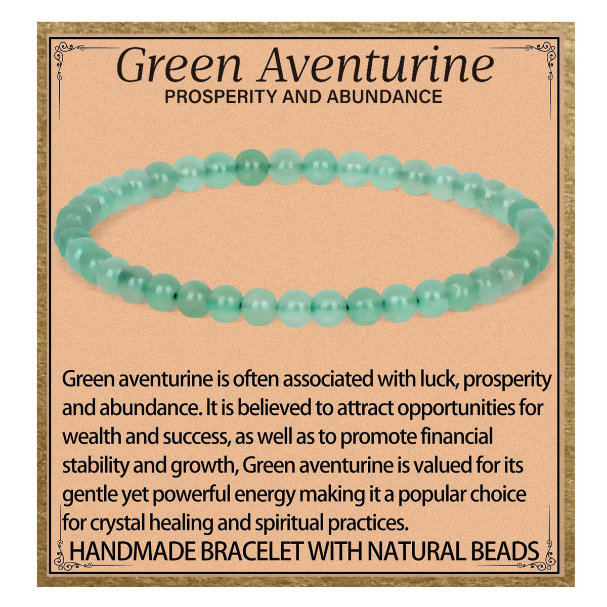 LPBeads Handmade Natural Gemstone Stretch Elastic 4mm Green Aventurine Bracelet Healing Crystal Round Stone Beads Jewelry Gifts for Women Men
