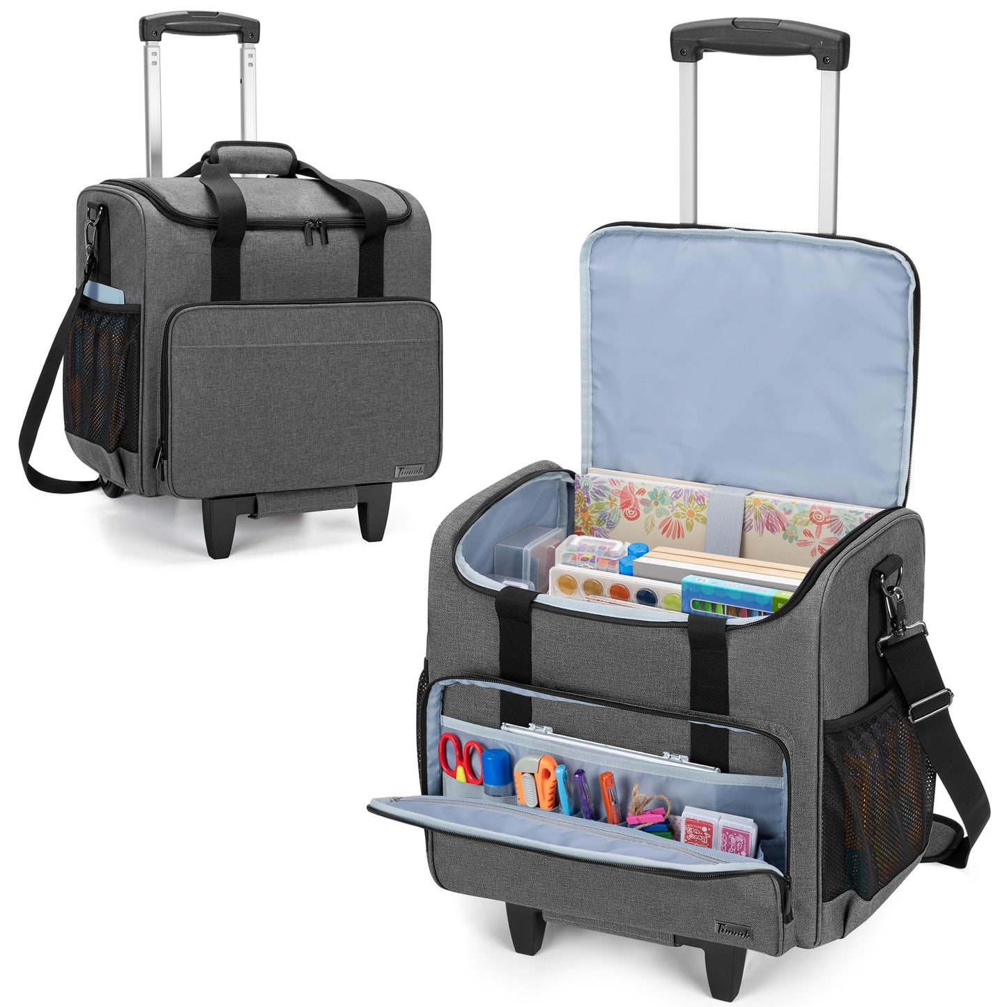 Trunab Rolling Scrapbook Tote Craft Organizers and Storage with Wheels, Craft Bag for 12 X 12 inch Scrapbook Album and Laptop, for Women