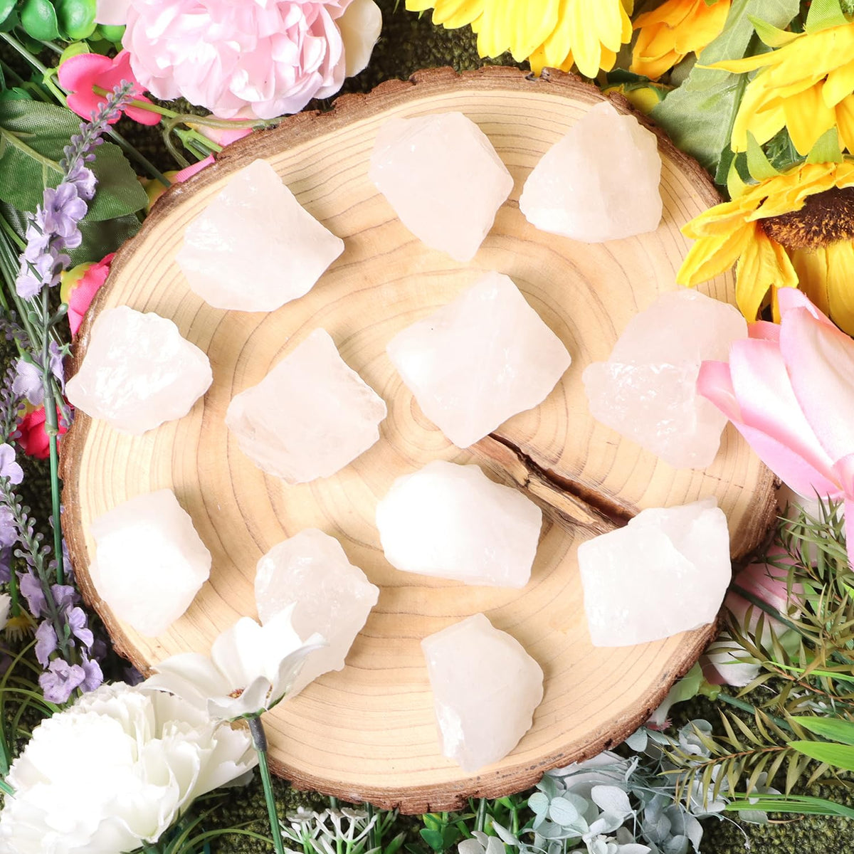 1 Lb Rough Clear Quartz Stone Bulk, Crystal Quartz Rough Crystal Stone for Cabbing, Tumbling, Cutting, Lapidary, Polishing, Reiki Crystal Healing