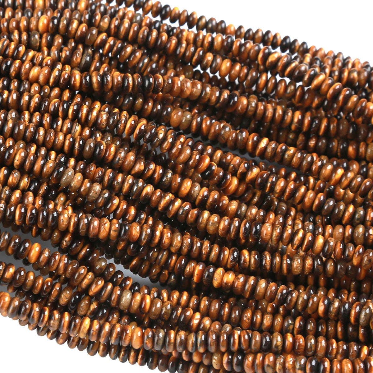 150PCS 2x4mm Natural Yellow Tiger Eye Rondelle Beads Abacus Disk Stone Beads Round Loose Spacer Gemstone Beads for DIY Bracelet Necklace Jewelry Making