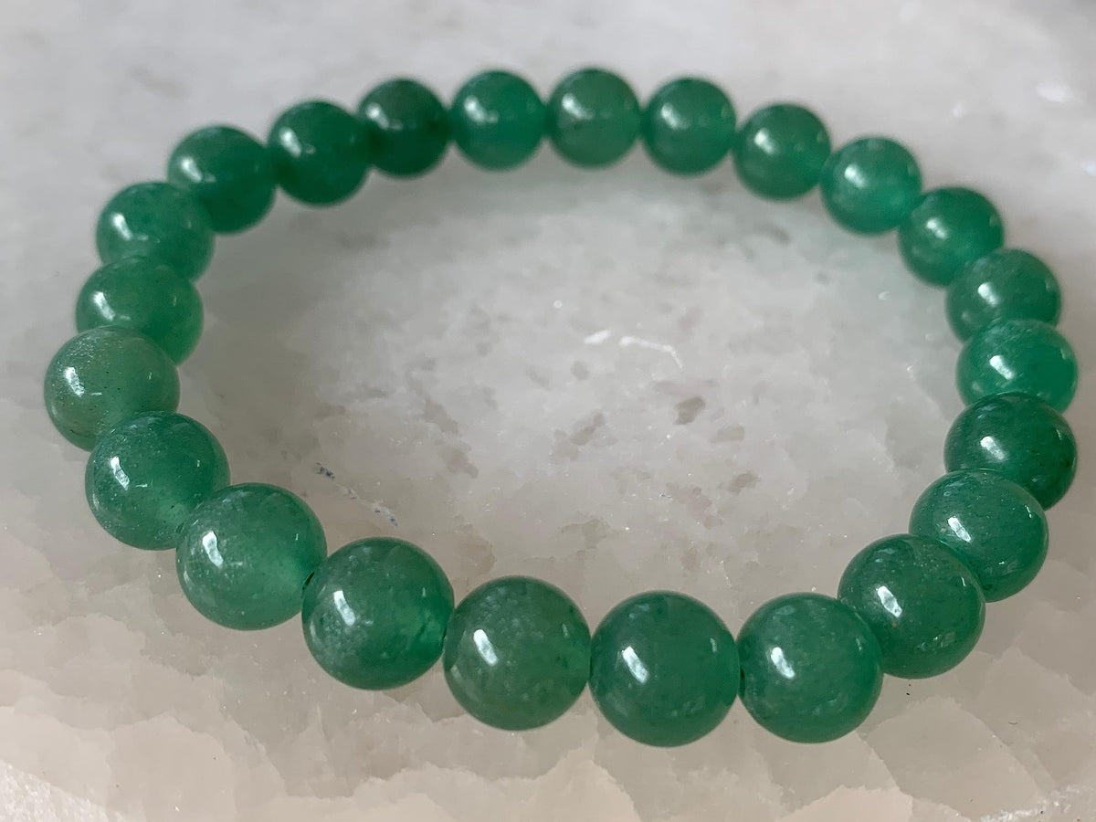 GAF TREASURES Green Aventurine Crystal Bead Bracelet 8mm, Genuine Green Aventurine Stretch Gemstone Bracelet, Healing Crystal Bracelet, Gift for Men & Women (1)