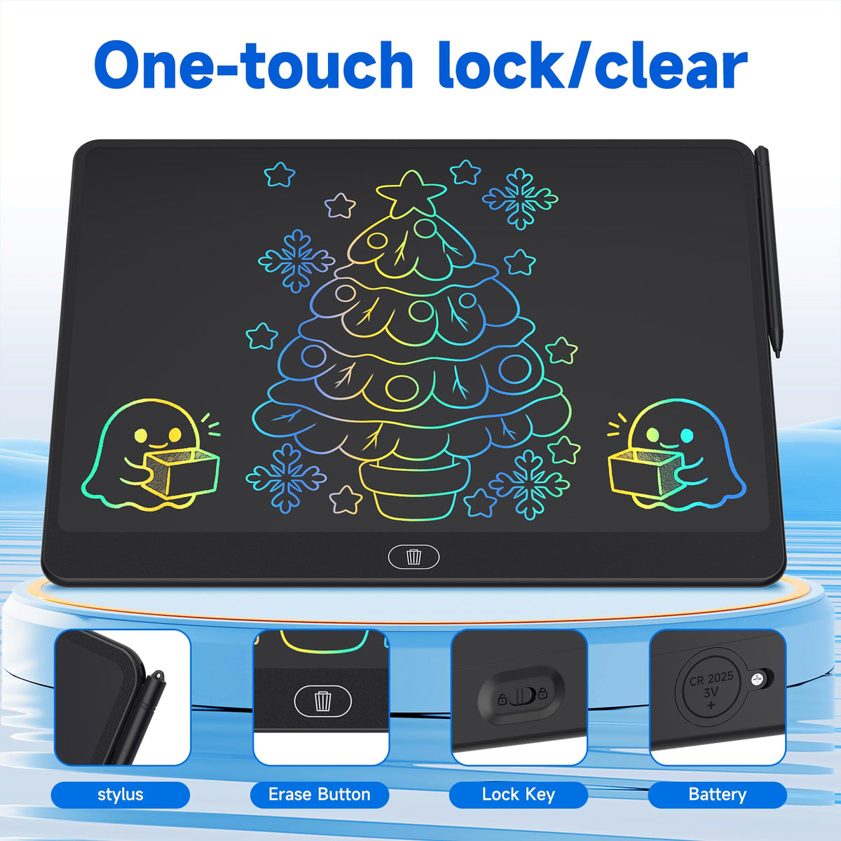 16 Inch LCD Writing Tablet 2 Pack, Large Electronic Notepad for Adults, Reusable Digital Memo Board for Office Desk and Meetings, Erasable Paper Tablet, Battery Operated (Black)
