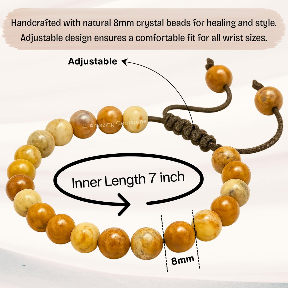 Amazing Gemstone Crazy Lace Agate Bracelet, Gifts For Men & Women - Protection Healing Crystal Bracelet - 8mm Gemstone Beaded Adjustable Bracelet, Pulseras Para Hombres Mujer Stocking Stuffers