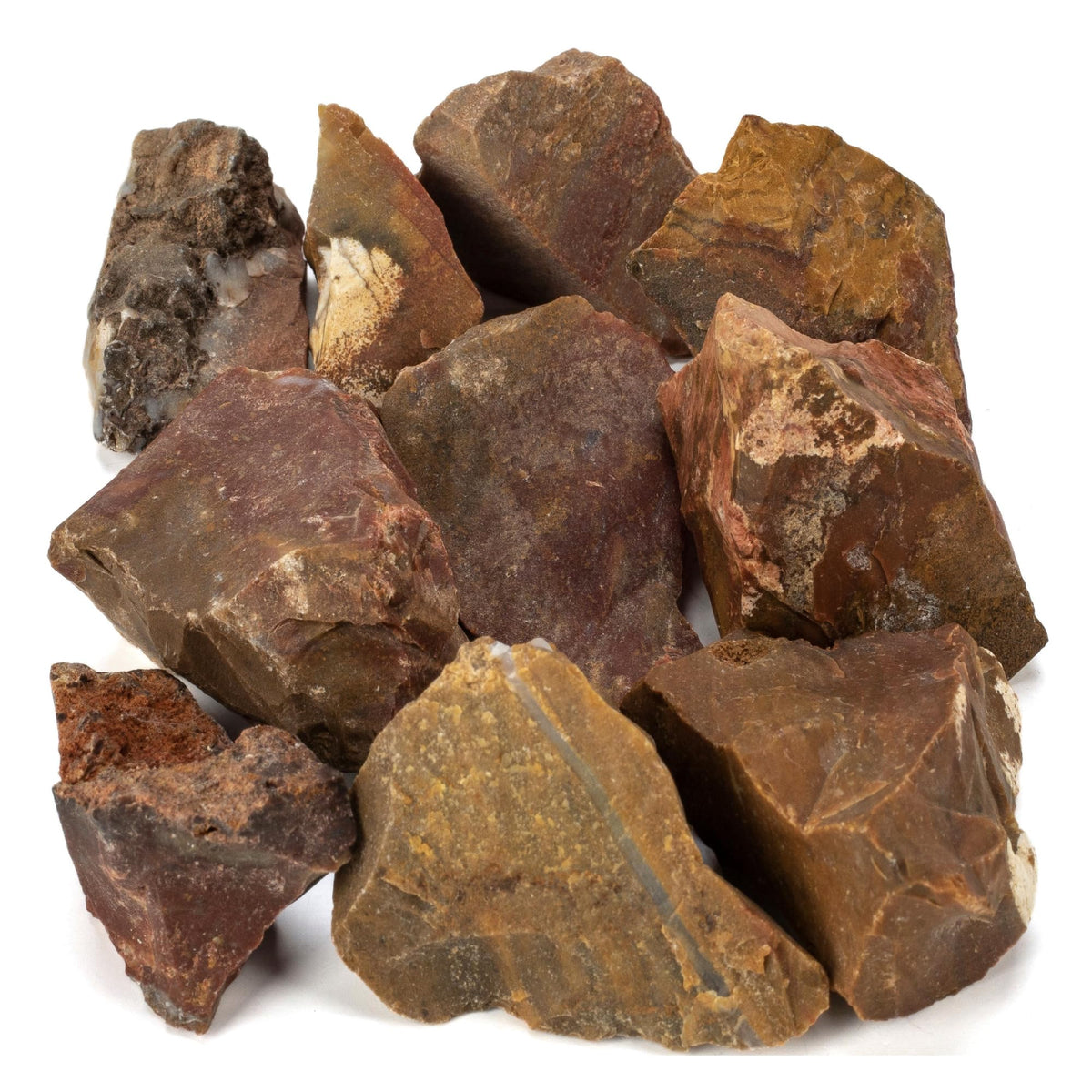 KALIFANO Rough Red Jasper 10 Stone Bulk Bundle with Healing & Calming Effects - AAA Grade High Energy Raw Jaspe Rojo - Reiki Crystal Used for Rock Tumbling and Lapidary (Family Owned and Operated)