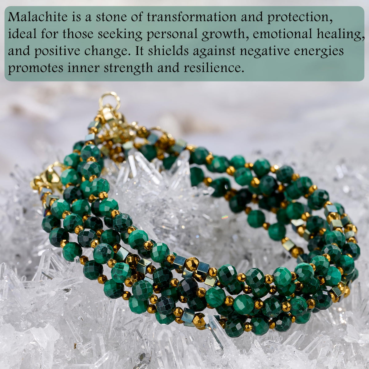 Farfume Malachite - Transformation - Crystal Beaded Bracelets, Chakra 4mm Natural Stone Beads Bracelets, Gemstone Spiritual Jewelry Gifts for Mother's Day