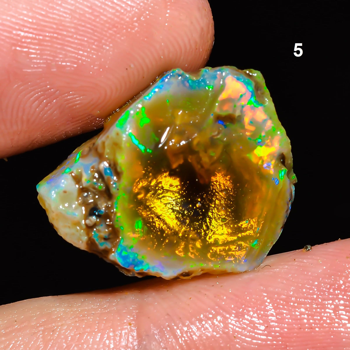AAAA+ Ethiopian Opal Rough Gemstones Multi Fire Welo Opal Stones for Tumbling & Jewelry Making Supplies Healing Crystals Gems Rocks Loose Gemstones (7.60 carat)