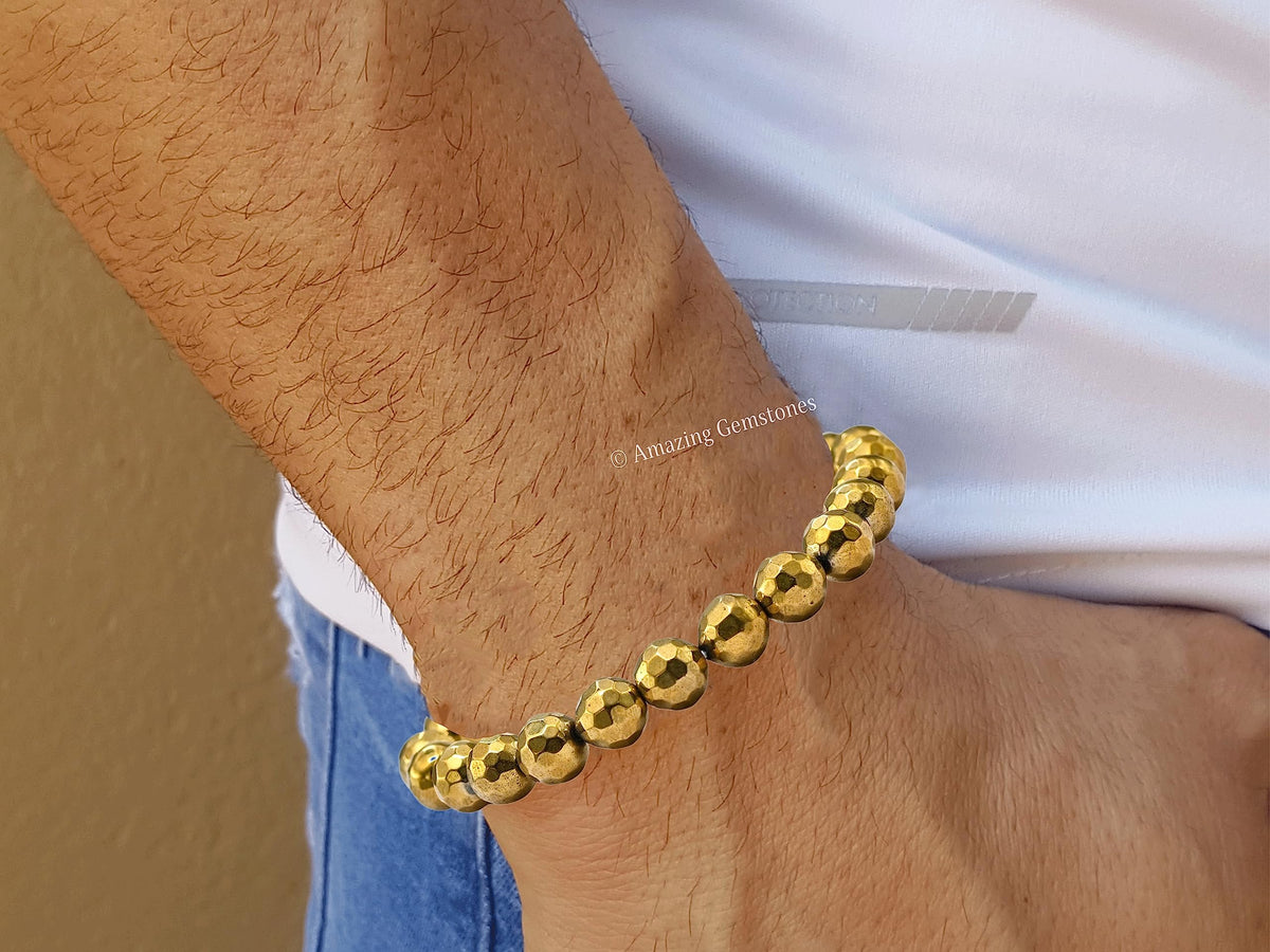 Amazing Gemstone Golden Hematite Bracelet for Women - Chakra Mens Bracelet Protection Crystals and Healing Stones - Blessing Bracelet Spiritual Meditation Gift Christmas Stocking Stuffers