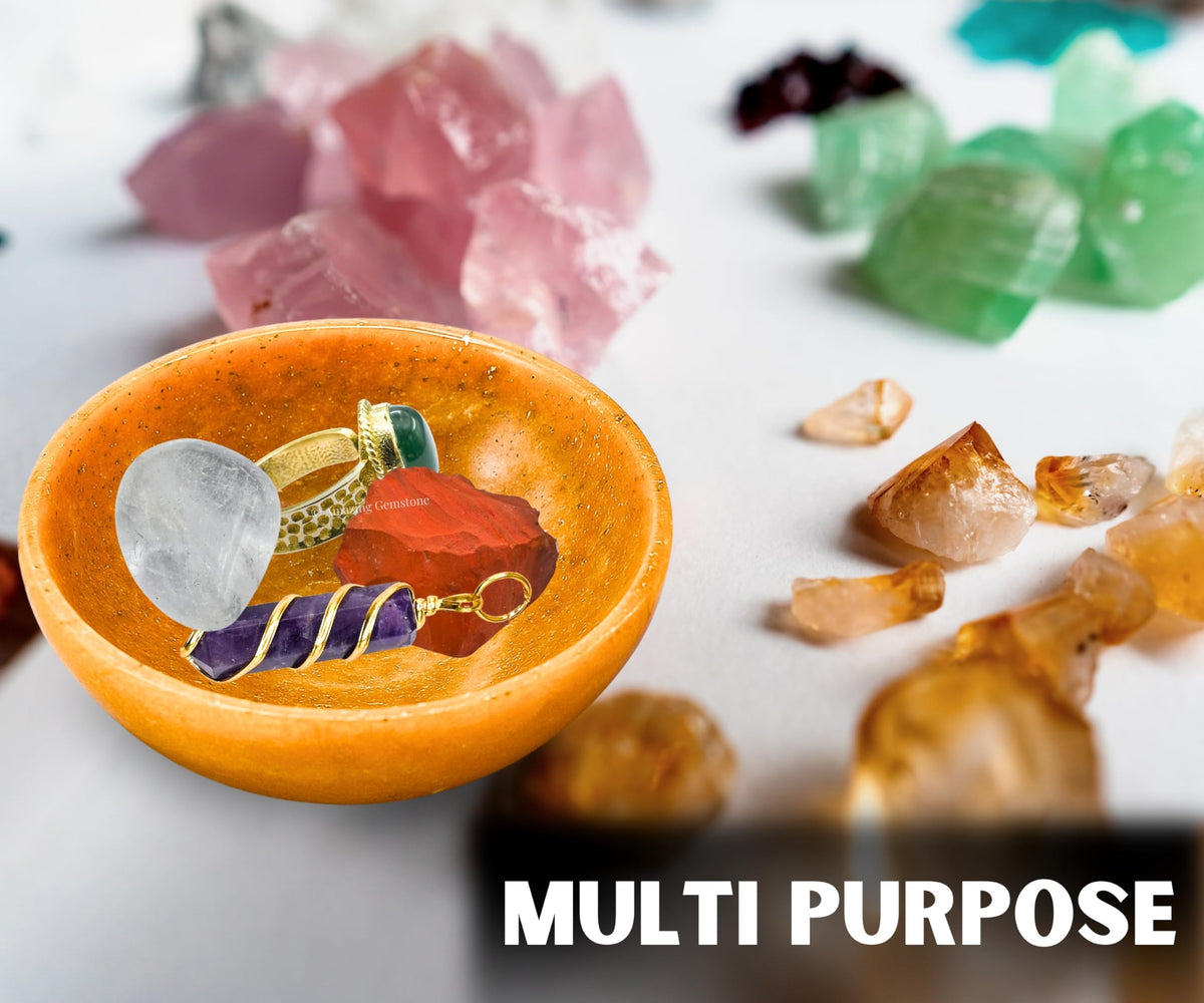Yellow Jasper Crystal Bowl - 3 Inch Decorative Bowls for Room and Home Decor - Gemstone Healing Crystals for Elegant Display, Positive Energy Balance and Gift