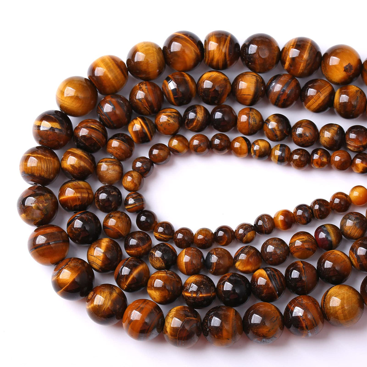 75PCS 10MM Natural Stone Yellow Tiger Eye Stone with Iron Mine Beads for Jewelry Making DIY Bracelet