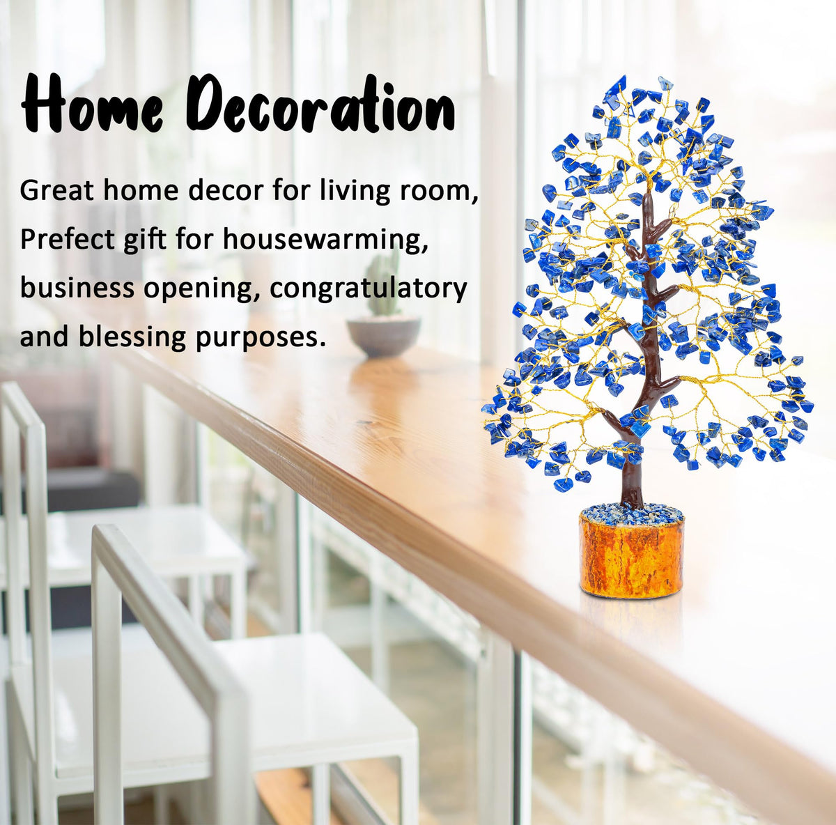 Crocon® Lapis Lazuli Crystals and Healing Stones Tree, Birthday Gifts for Women, Gifts for Mom Birthday, Crystal Tree for Positive Energy, Home Office Blue Decor, Spiritual Gift for Women & Men