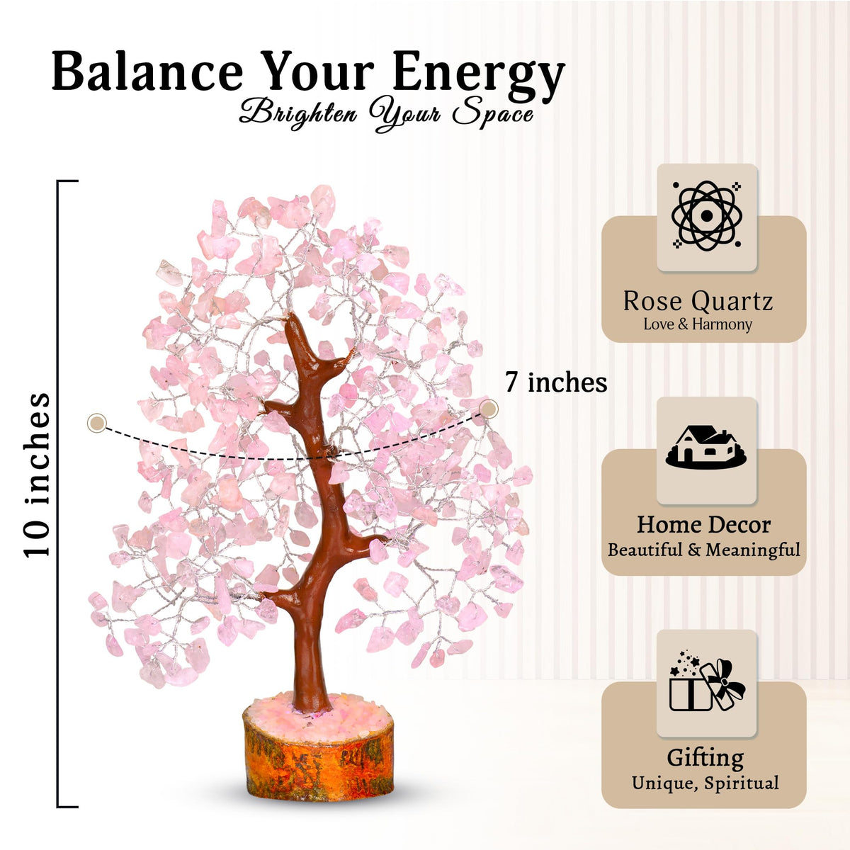 YATSKIA Rose Quartz Crystal Tree - Bonsai Tree of Life - Pink Room Decor - Desk Decorations for Women Office - Gemstones and Crystals - Stones and Crystals