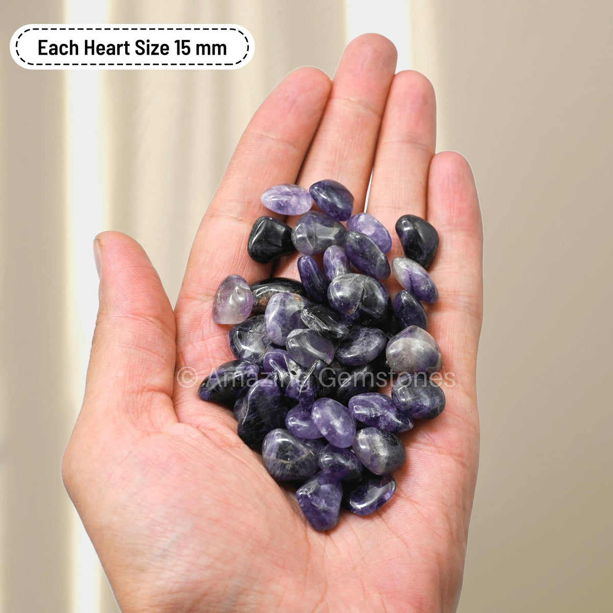 Amazing Gemstone Amethyst Stone Heart - Pack of 10 Crystal Heart Stones Rocks - Corazones De Piedra Crystals and Healing Stones Heart Shaped Crystal - Stocking Stuffers Gifts
