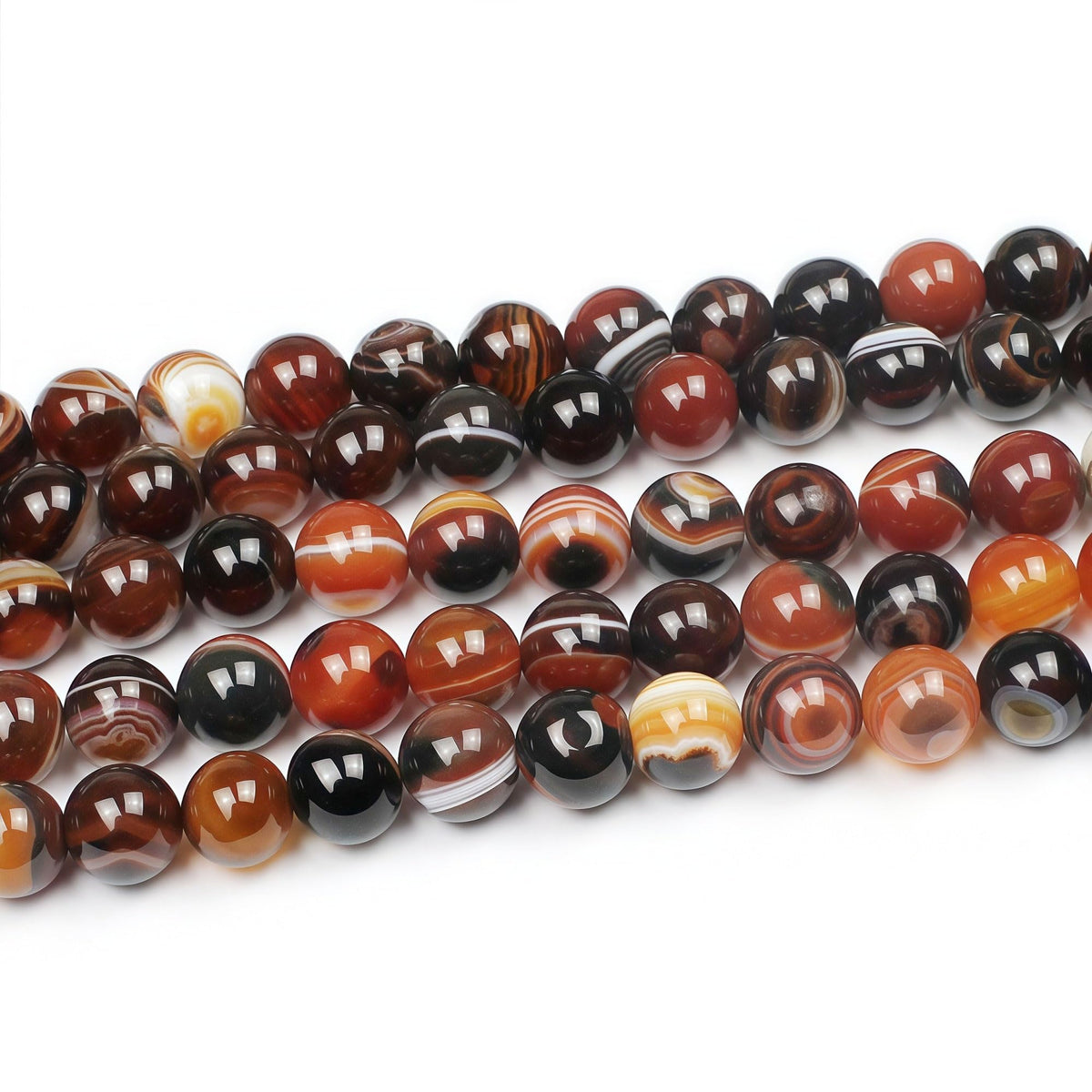 MJDCB Red Coffee Agate Beads Natural Agate Stone Round Loose Beads Ball Handmade Jewelry Bracelet Making DIY (12mm)