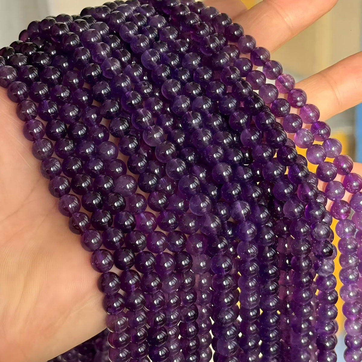MJDCB 5A Natural South Africa Amethyst Gemstone Round Stone Beads for Jewelry Making DIY Bracelet Necklace (6mm)