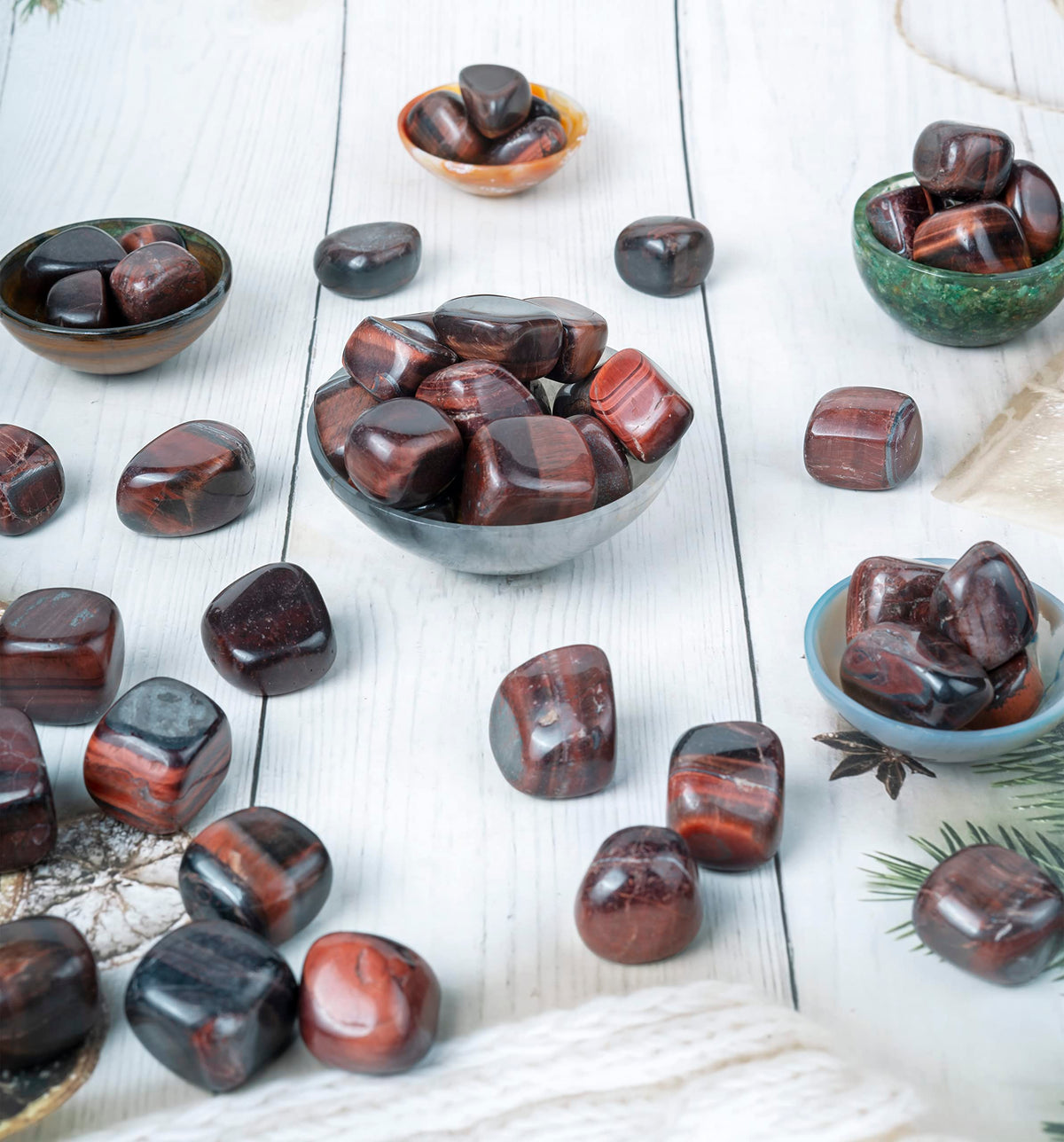 "Crocon 1LB Red Tiger Eye Tumble Stones and Crystals Bulk 2000+ Carats Natural Crystal Kit for Reiki Healing Crystal Polished, Tumble Stones, Chakra Balancing, Reiki Gift, Home Decor Size : 20-25 mm"