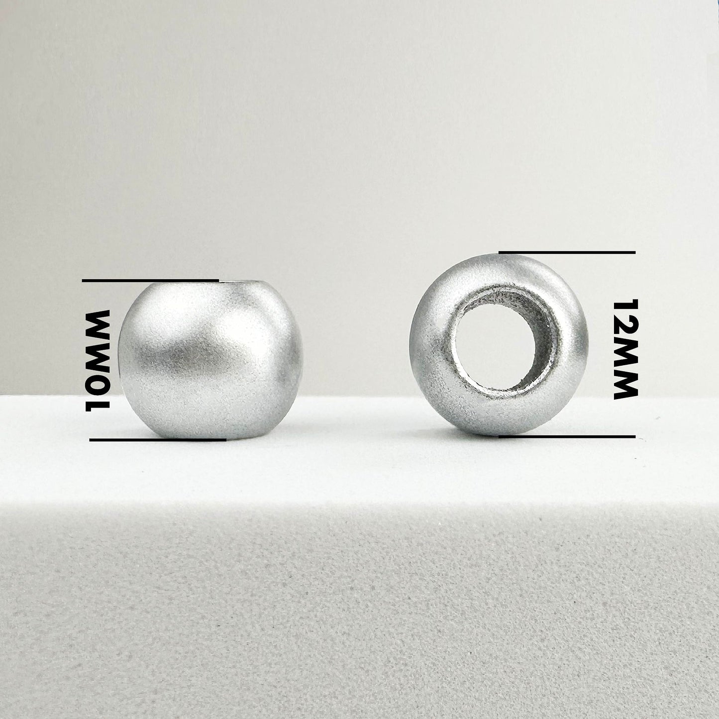 300 Acrylic Large Hole Beads for Crafts 10mm x 12mm Acrylic Barrel Beads with 5.7mm Large Hole, Matte Silver
