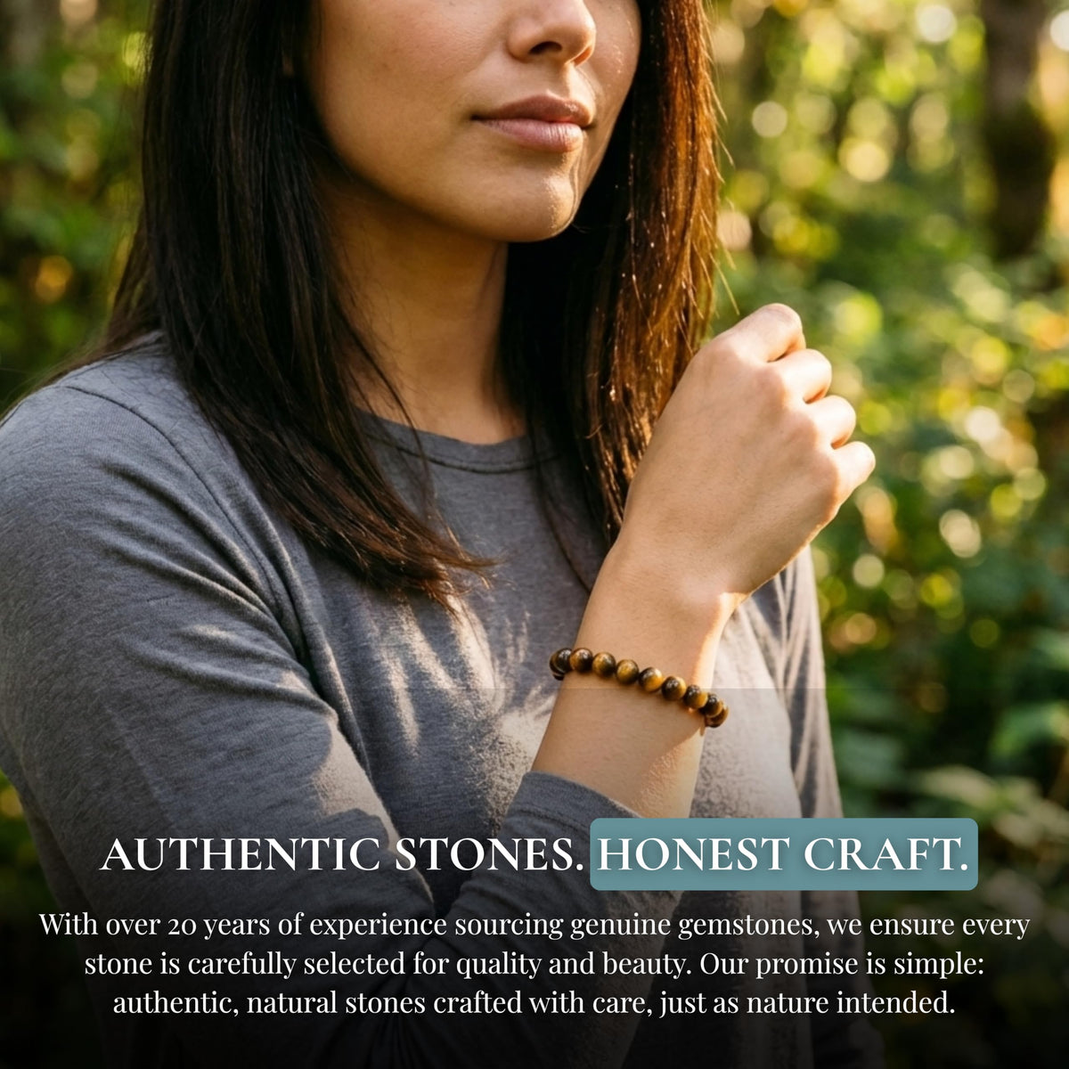 Cherry Tree Collection Tigers Eye Bracelet – Handmade 8mm Natural Tigers Eye Beaded Stretch Bracelet for Men & Women – Healing, Protection & Positive Energy – Unisex Jewelry, Gift-Ready - Small