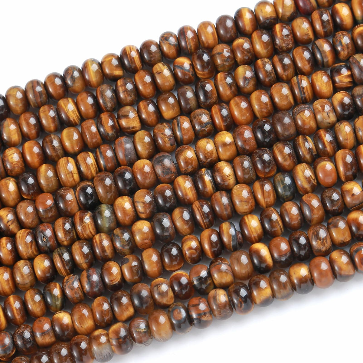 5x8mm 76pcs Natural Yellow Tiger Eye Stone Rondelle Spacer Loose Beads Abacus Disk Stone Round Loose Gemstone Beads for Jewelry Making DIY Bracelet Necklace