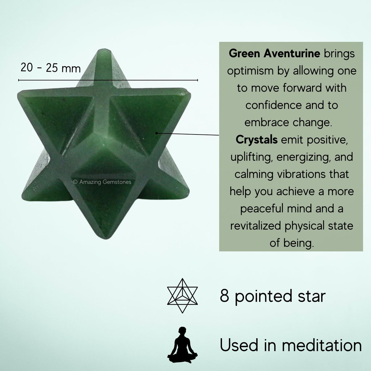 Amazing Gemstone Dark Green Aventurine Merkaba Crystal - 1 Inches Metaphysical Merkaba Star for Meditation - Energetic Tetrahedron Crystal and Healing Stones for Spiritual Growth & Healing (20-25mm)