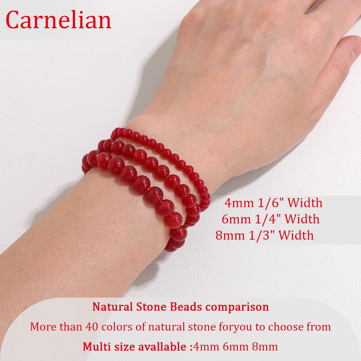 Vinswet Healing Crystal Bracelets for Women Men 6mm Carnelian Natural Stone Beaded Stretch Bracelet Handmade Gemstone Reiki Spiritual Jewelry Gifts