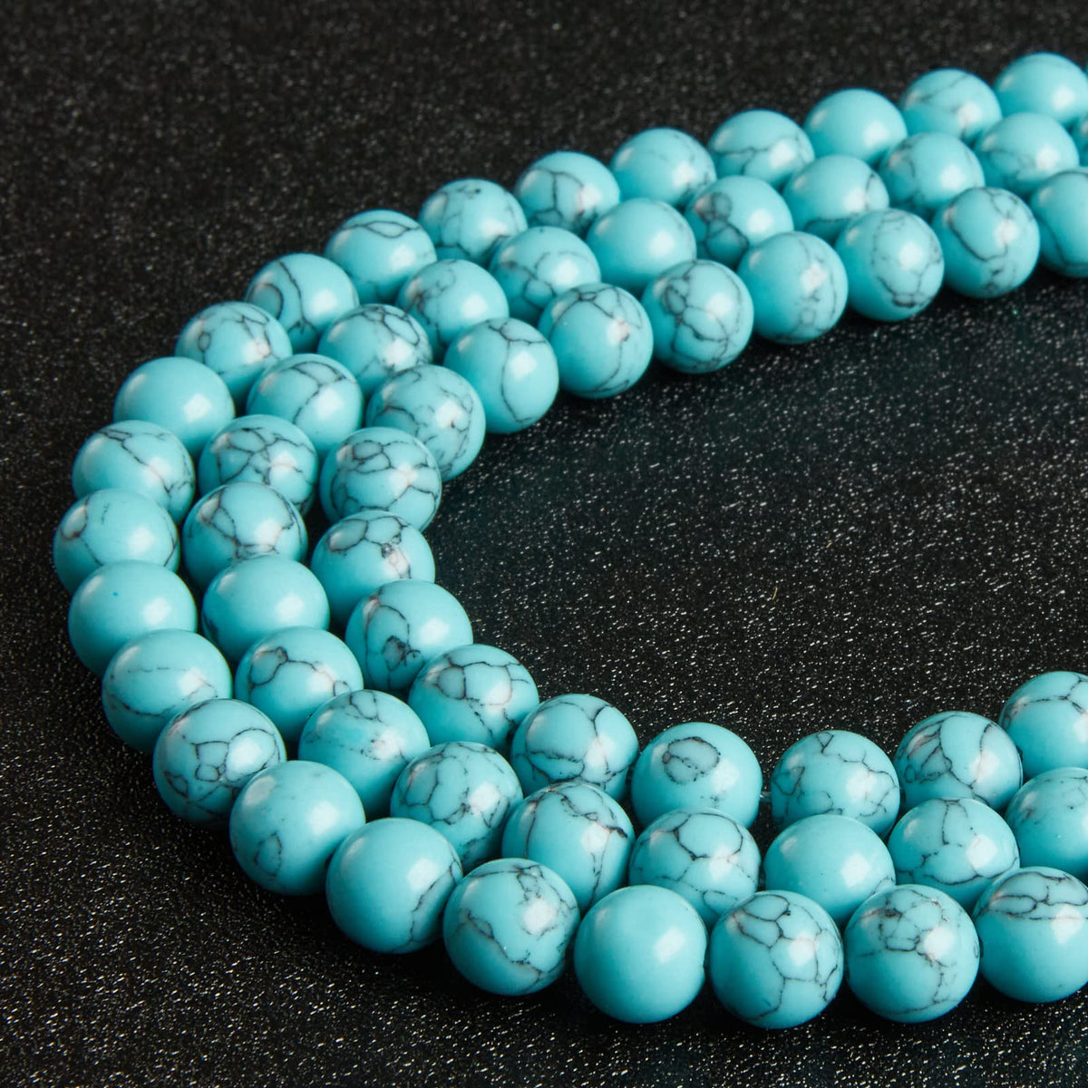 60pcs 6mm Blue Turquoise Beads Natural Gemstone Beads Round Loose Beads for Jewelry Making