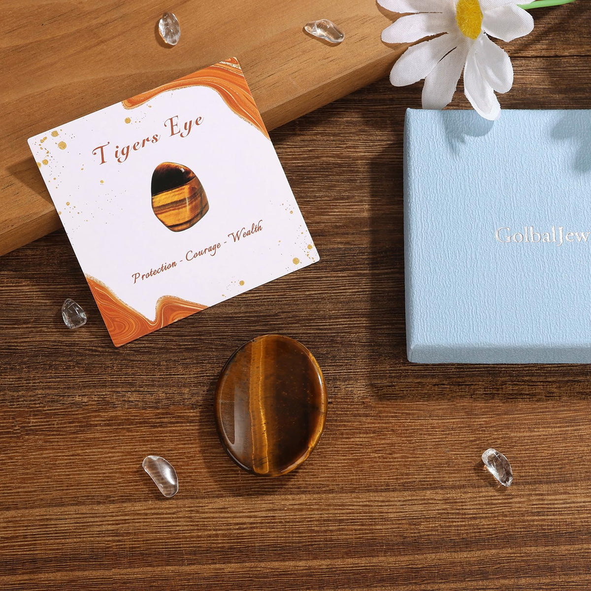 GolbalJew Tigers Eye Thumb Worry Stone for Anxiety Healing Crystals Sets, Hand Carved Crystals and Healing Stones, Meditation Crystal Reiki Natural Relax Palm Stone for Anxiety Therapy Relief