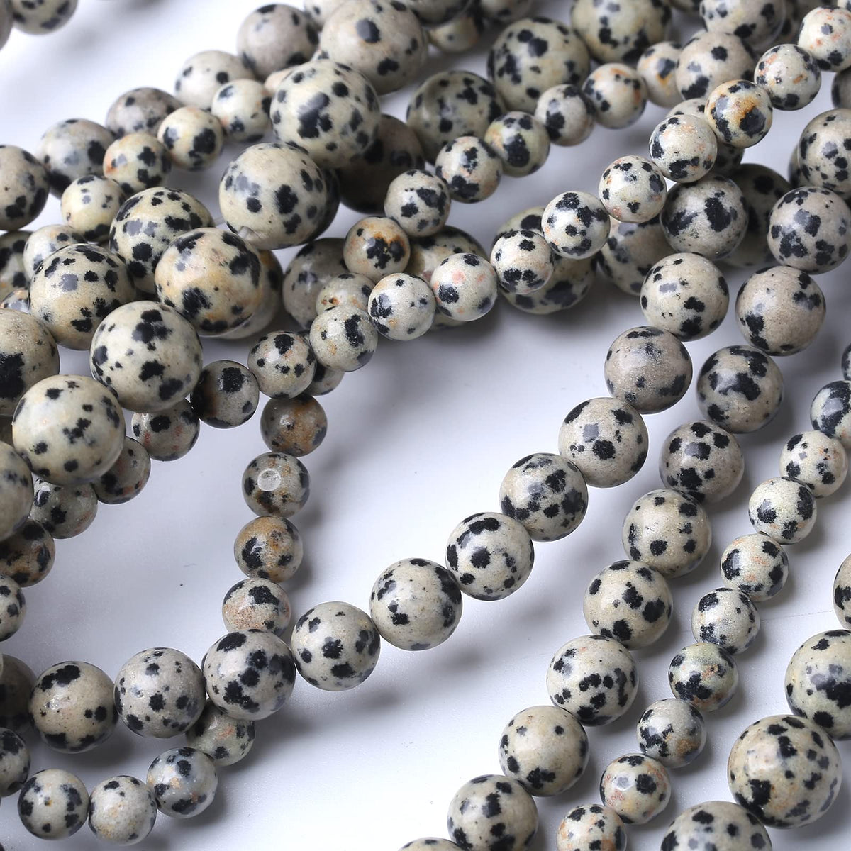 60PCS 6MM Natural Dalmatian Jasper Stone Beads Energy Healing Beads for DIY Jewelry Bracelet Necklace Making for Jewelry Making15Inch