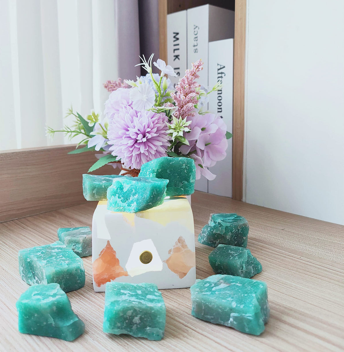 1 lb Rough Crystals Bulk Raw Amazonite Healing Stones for Tumbling, Wire Wrapping, Wicca Reiki,Meditation