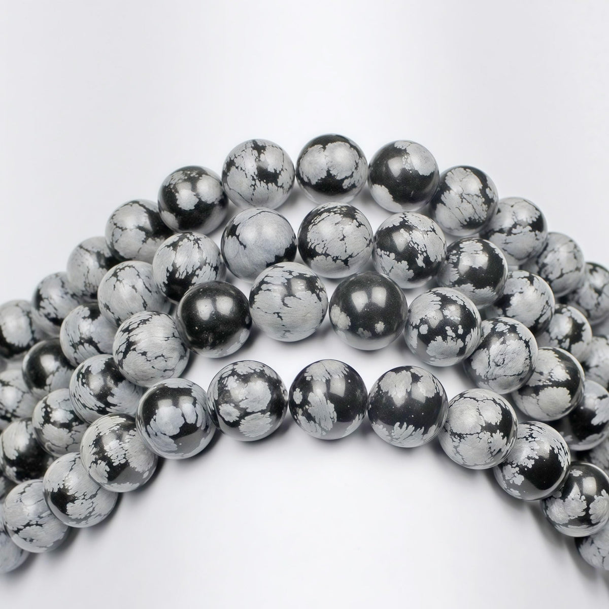 MJDCB Snowflake Obsidian Beads Round Natural Stone Beads for Jewelry Making DIY Bracelet (10mm)