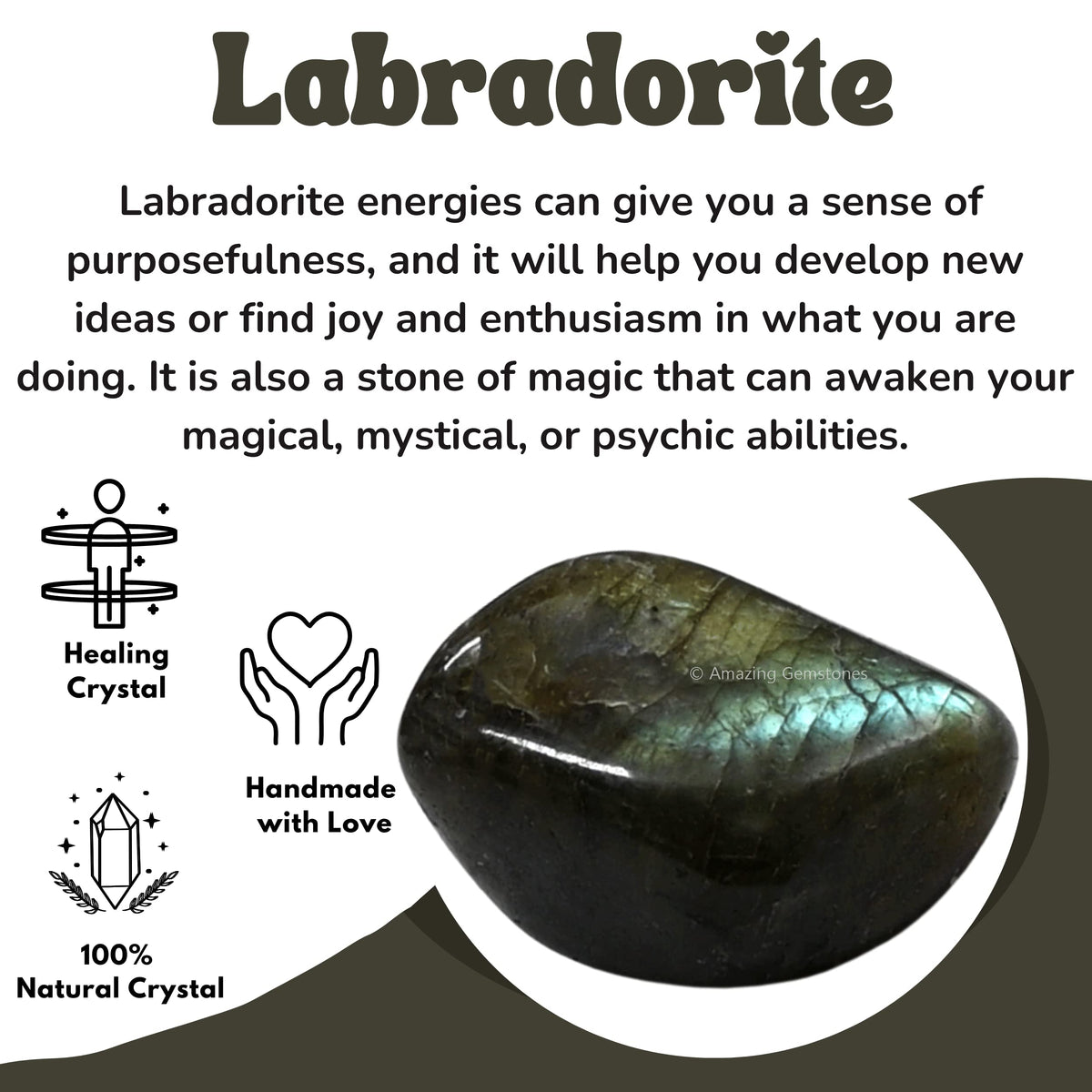 Amazing Gemstone Labradorite Crystals and Healing Stones Tumbled - 1 oz Labradorite Stone Gem Stones, Natural Healing Stones for Energy Balance, Stress Relief - Premium Polished Gems Rocks