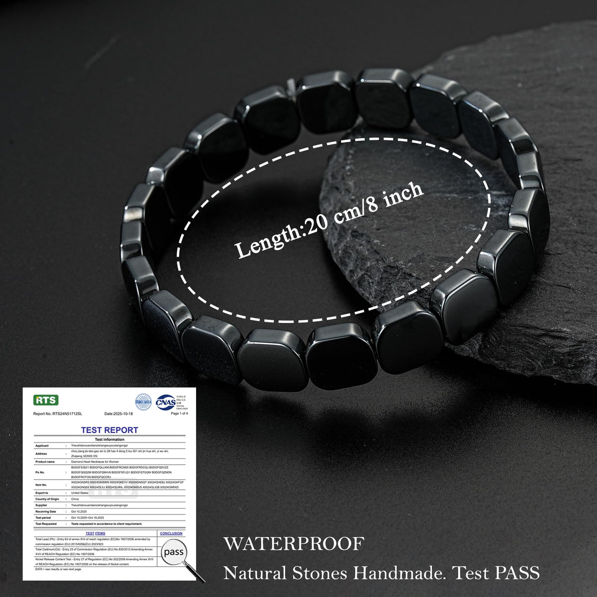 HEYOLL Hematite Bracelet Men Natural Stones Handmade Bracelets Hematite Stone Healing Bracelet, Mens Bracelet Gifts for Husband Brithday Valentines Day Gifts for Men