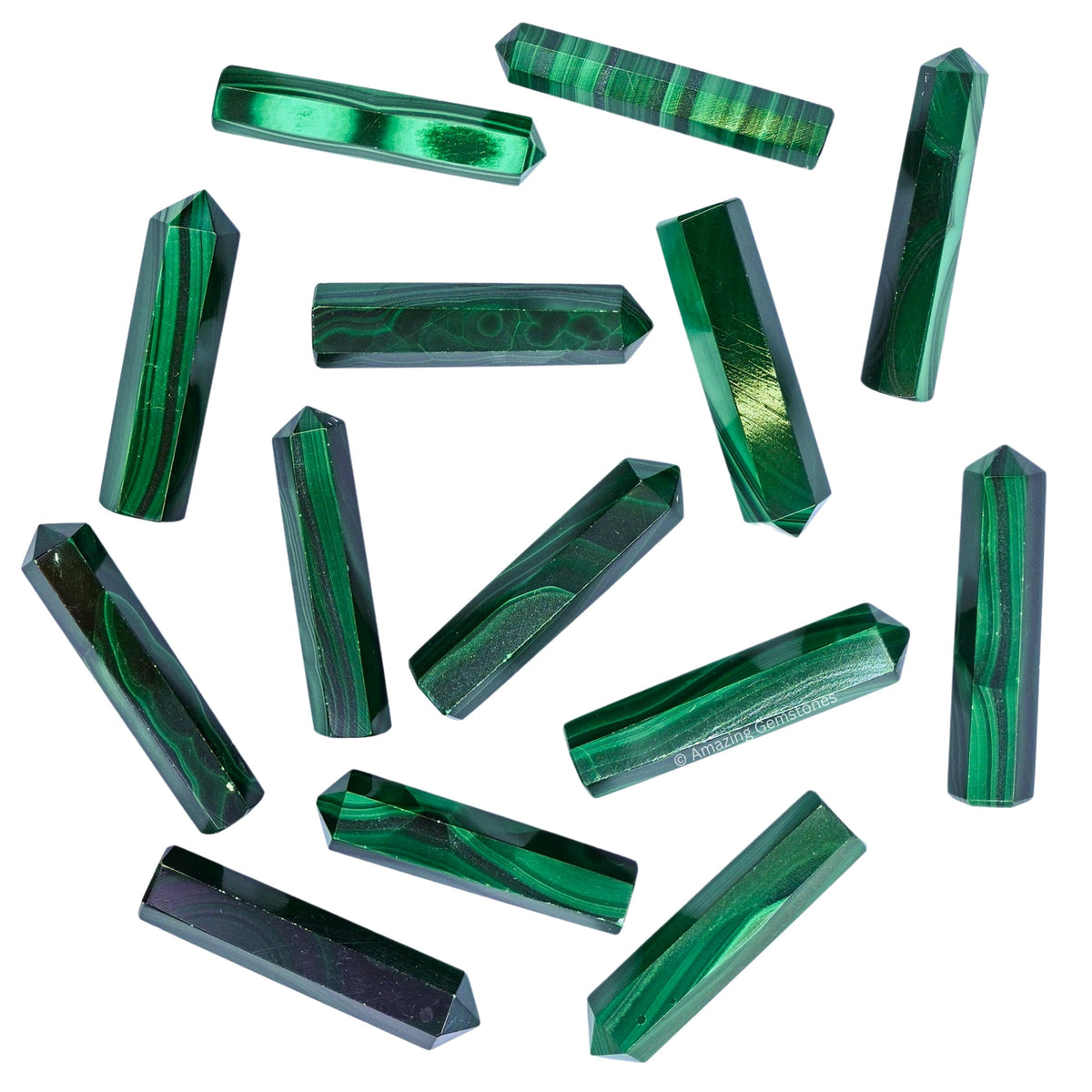 Amazing Gemstone Malachite Crystal Points Bulk Healing Crystals&Stones - Pack of 3 Single Terminated Healing W& Point Bulk Crystals for Crafts, Crystal Grid, DIY Work - Premium Crystals