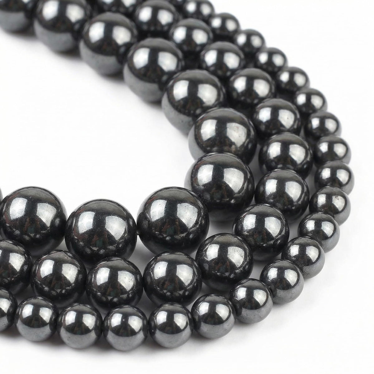 Yochus 45pcs Black Hematite Beads，8mm Healing Power Natural Stone Round Loose Beads for Jewelry Making Earring Necklace DIY Crafts