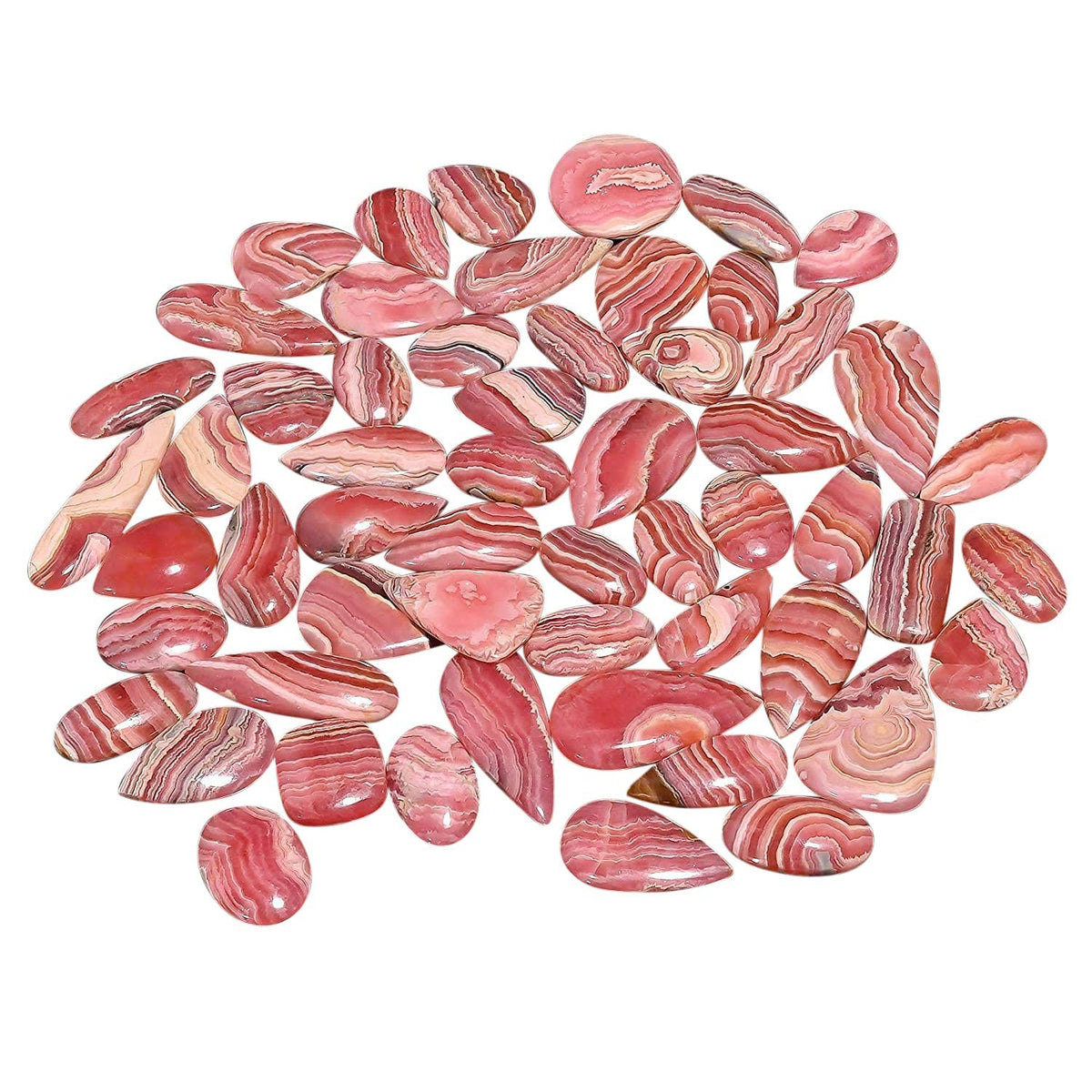 GEMKORA 5pcs Natural Pink Rhodochrosite Cabochon Gemstones Wholesale Lot Jewelry Making, Loose Crystals Supply, Healing Stones, Mix Pack, Crystals, Bulk Deal, Stones, 18 to 25mm