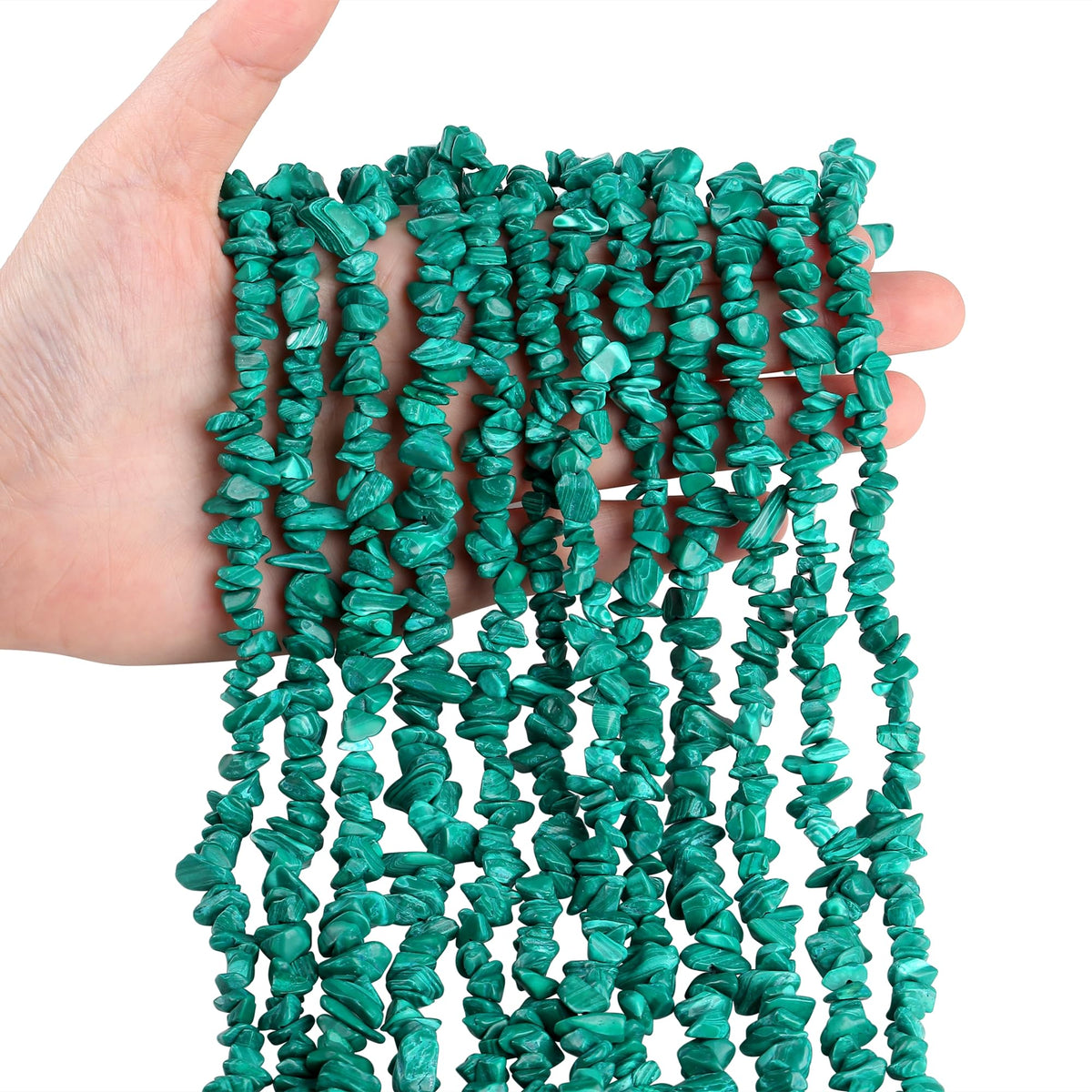 ZHIYUXI 400pcs Synthetic Malachite Beads 5-8mm Healing Crystals Gemstones for Bracelet Making 2 Strands Irregular Stone Loose Rocks Bead for Jewelry Making Hole Drilled DIY Necklace Craft Gifts
