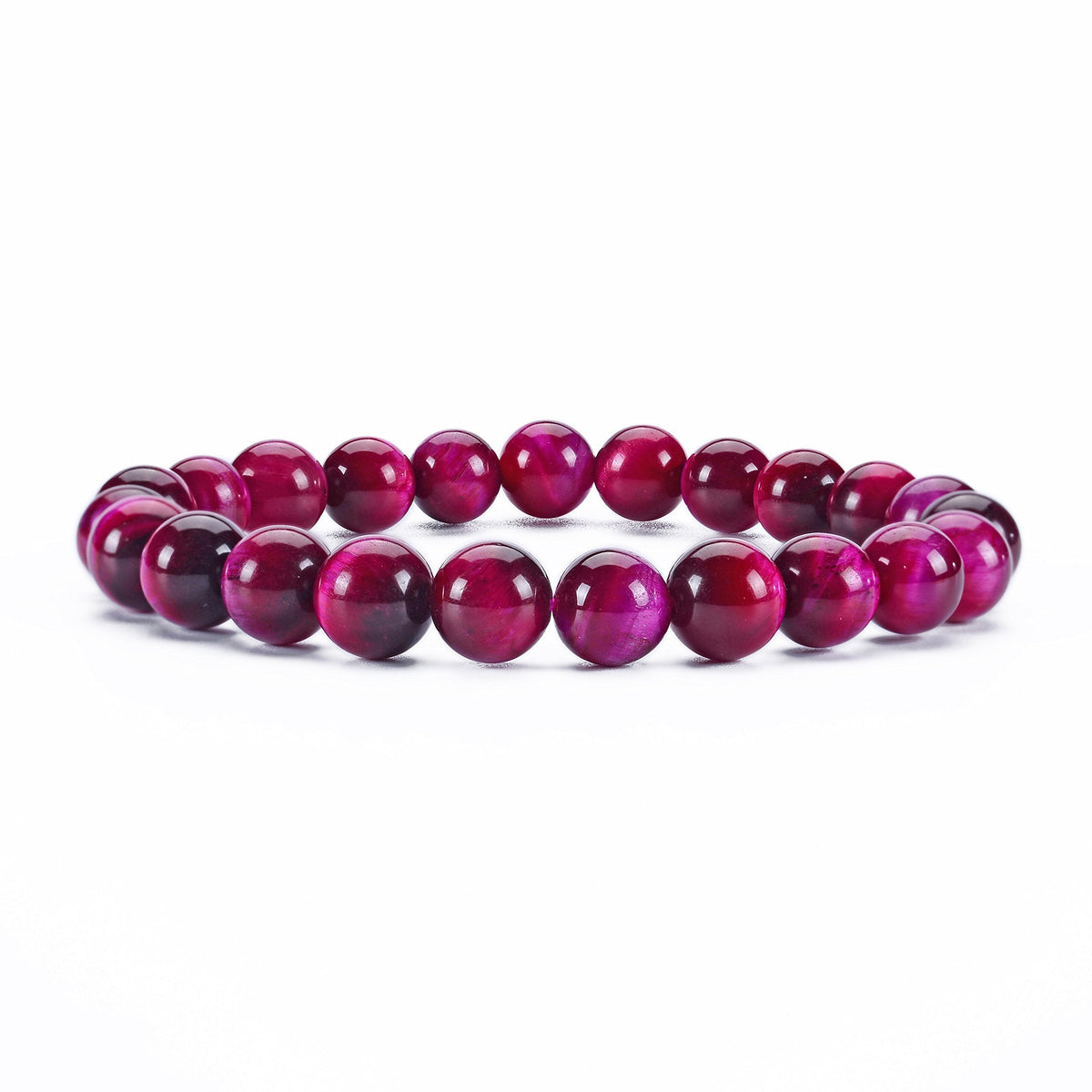 Cherry Tree Collection Pink Tiger's Eye Beaded Bracelet – Genuine 8mm Gemstone Stretch Bracelet for Men & Women – Handmade Crystal Bracelet - (Pink Tiger's Eye - S)